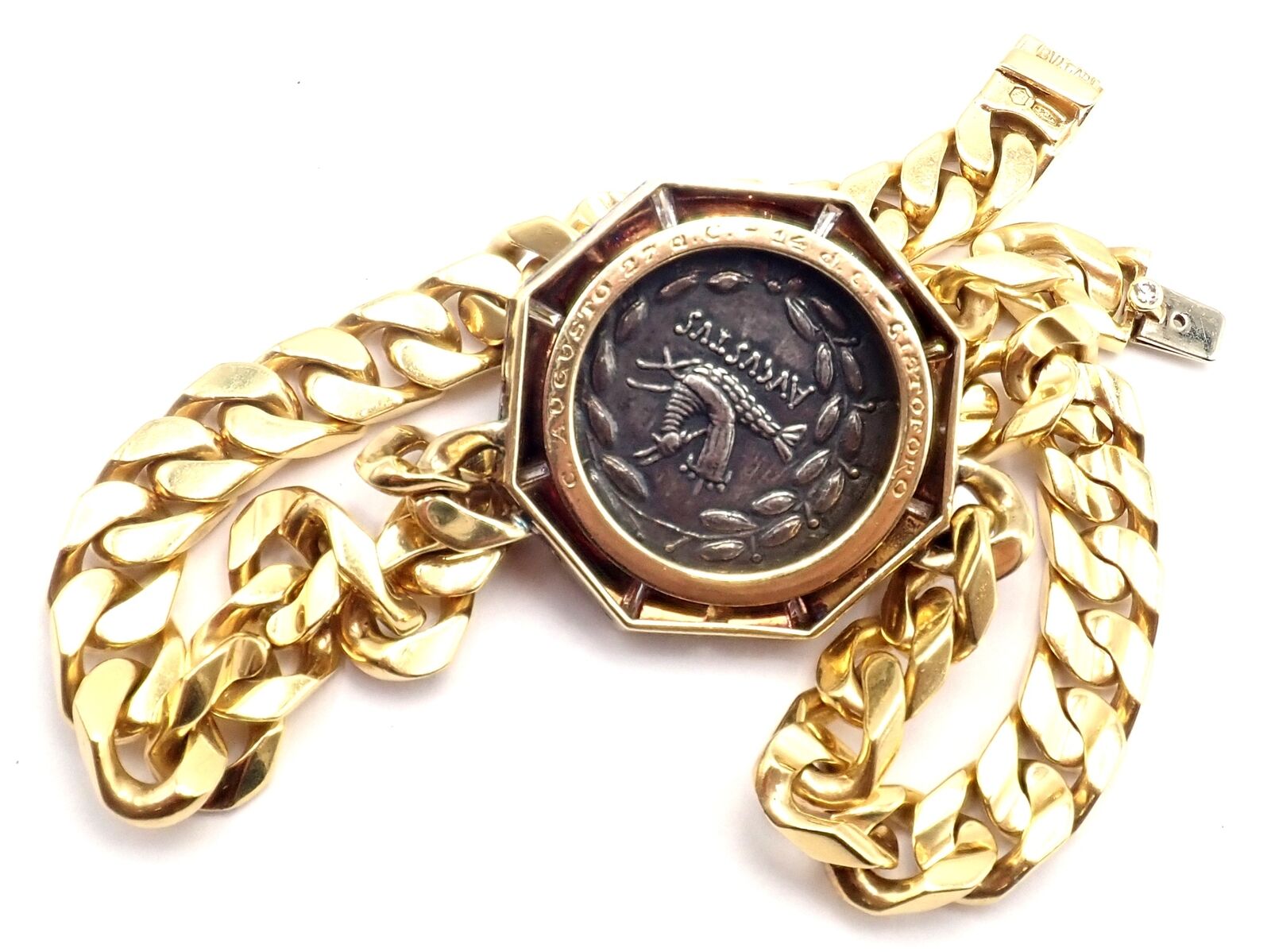 Rare! Bvlgari Bulgari 18k Yellow Gold Diamond Monete Antique Coin Link Necklace | Fortrove