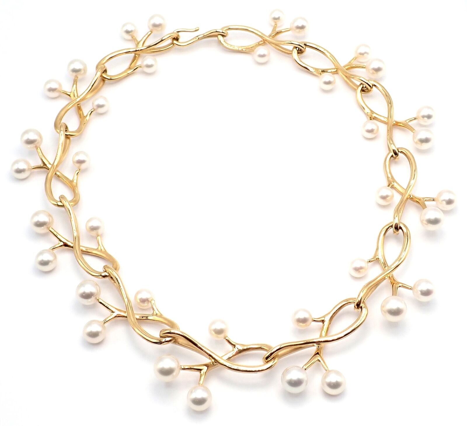 Authentic! Angela Cummings & Assael Thorn Sprig 18k Yellow Gold Pearl Necklace | Fortrove