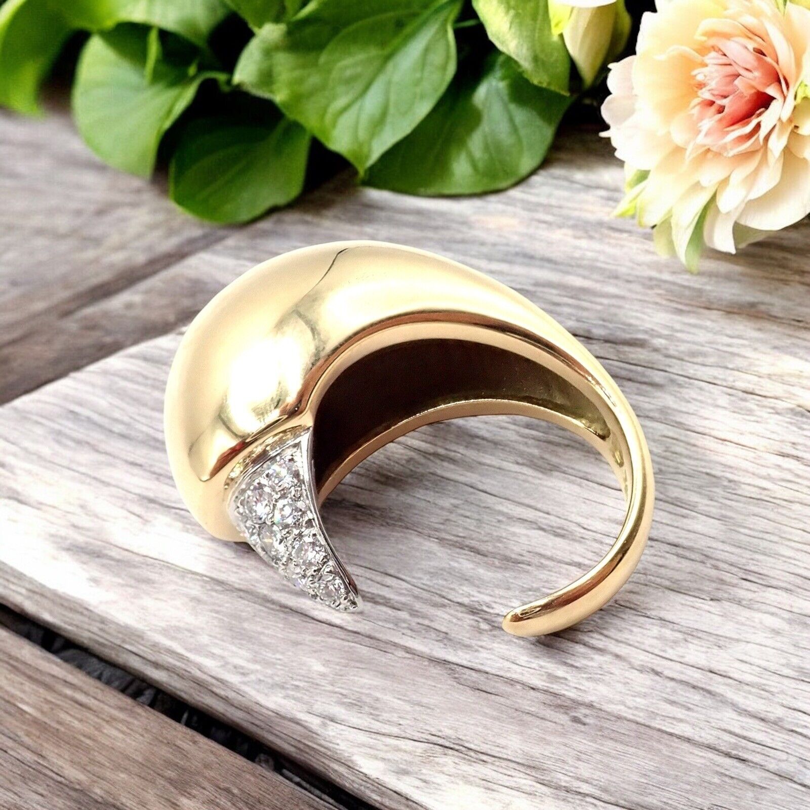 Authentic! Tiffany & Co. Elsa Peretti 18k Yellow Gold Diamond Bird Ring | Fortrove