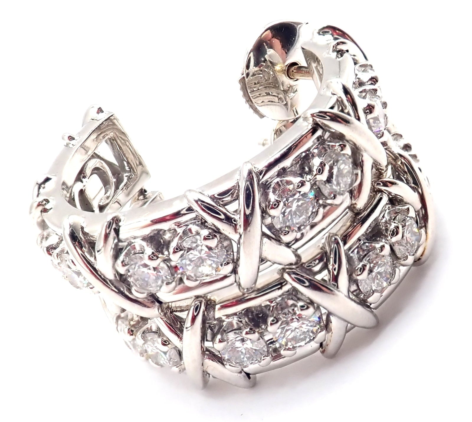 Jean Schlumberger for Tiffany & Co. Jewelry & Watches:Fine Jewelry:Earrings Authentic Tiffany & Co Schlumberger Twenty Stones Platinum Diamond Hoop Earrings