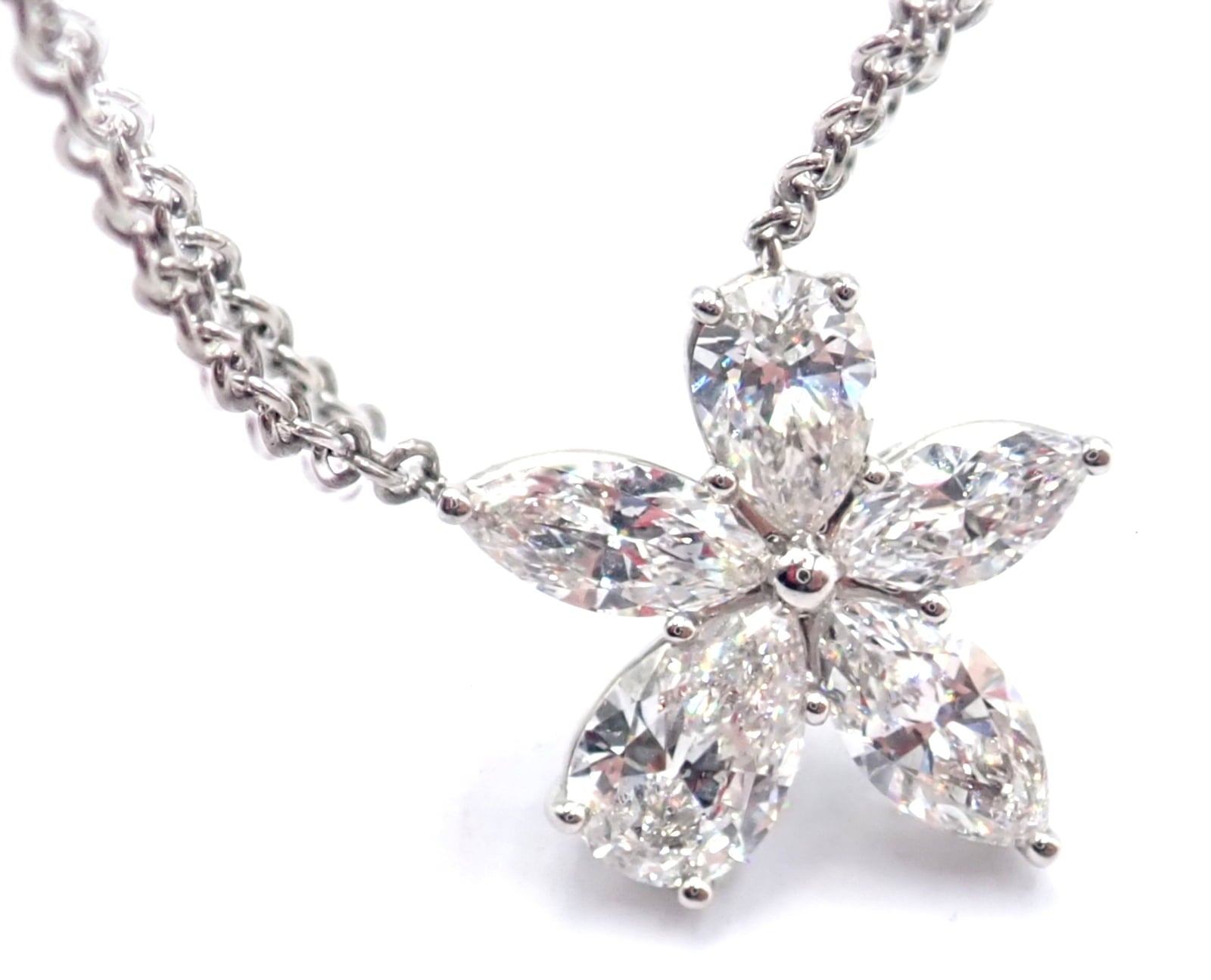 Tiffany & Co. Jewelry & Watches:Fine Jewelry:Necklaces & Pendants Authentic! Tiffany & Co Victoria Platinum Diamond Mixed Cluster Pendant Necklace