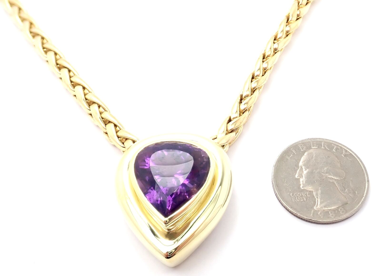 Authentic! Tiffany & Co Paloma Picasso 18k Gold Large Amethyst Pendant Necklace | Fortrove
