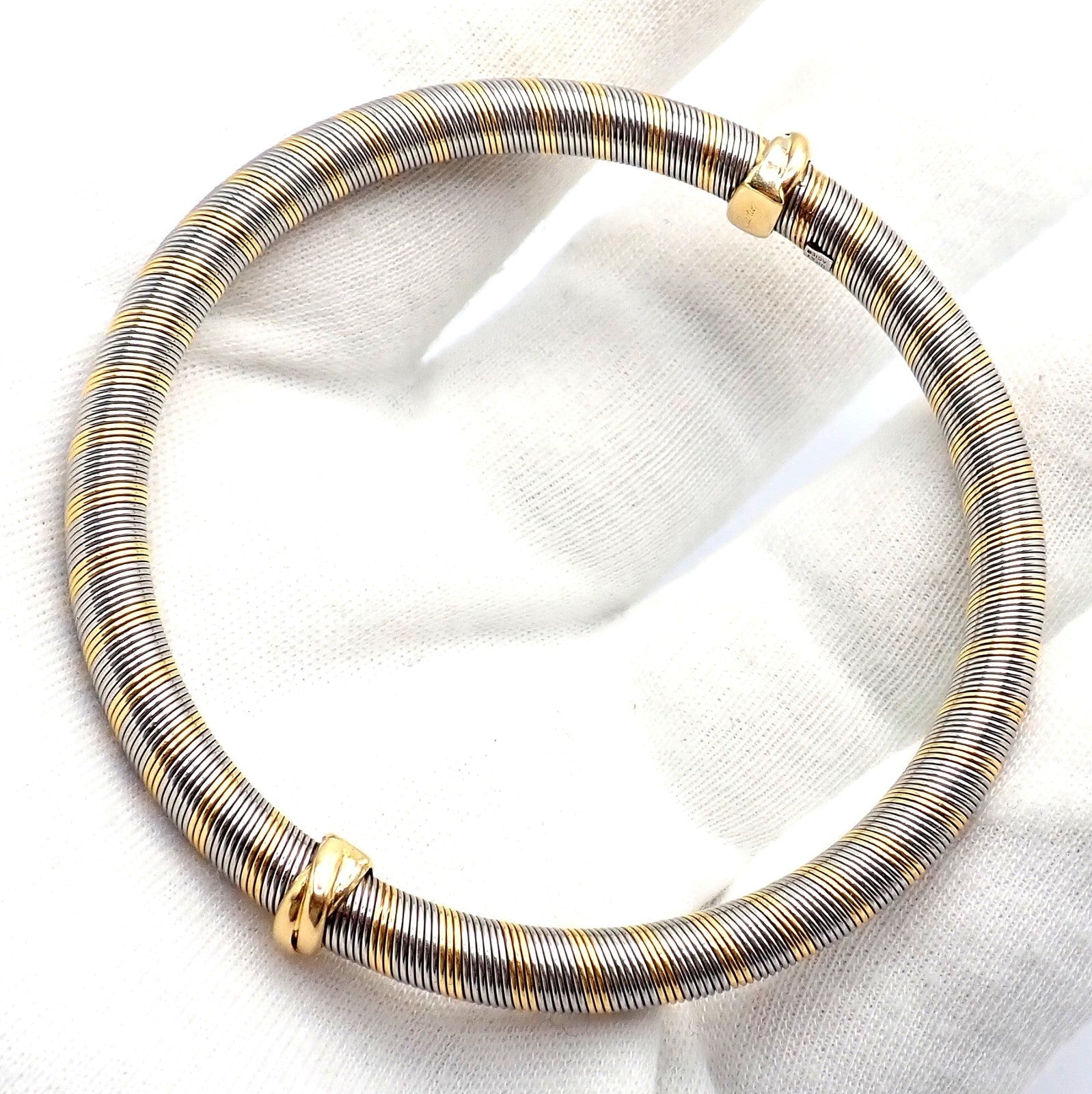 Authentic Vintage Cartier 18k Yellow Gold + Steel Bangle Trinity Bracelet | Fortrove