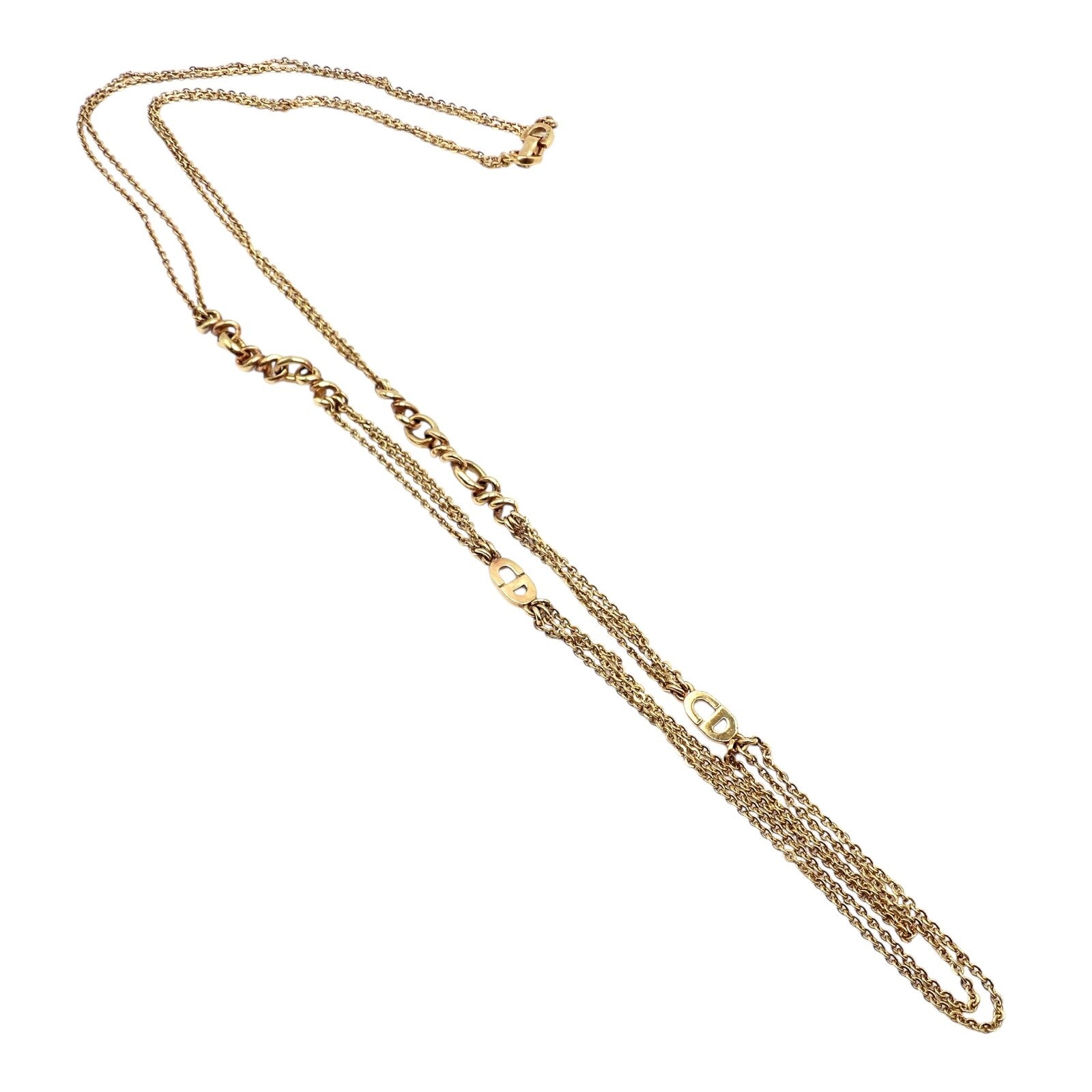 Vintage! Christian Dior Solid 18k Gold CD Three Strand 28" Long Necklace Germany | Fortrove