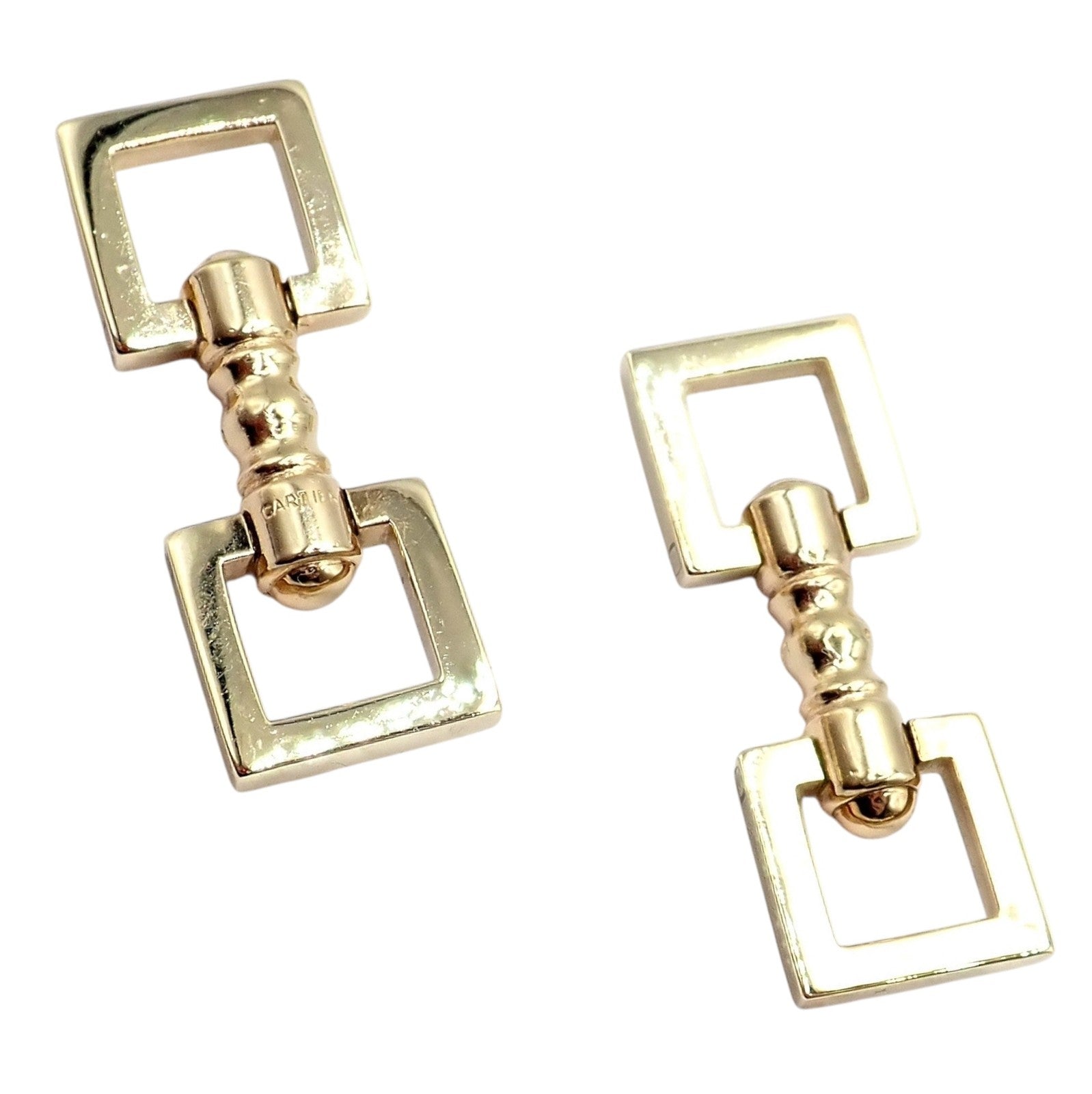 Rare! Vintage Cartier 14k Yellow Gold Square Spring Clasp Cufflinks 1960's | Fortrove