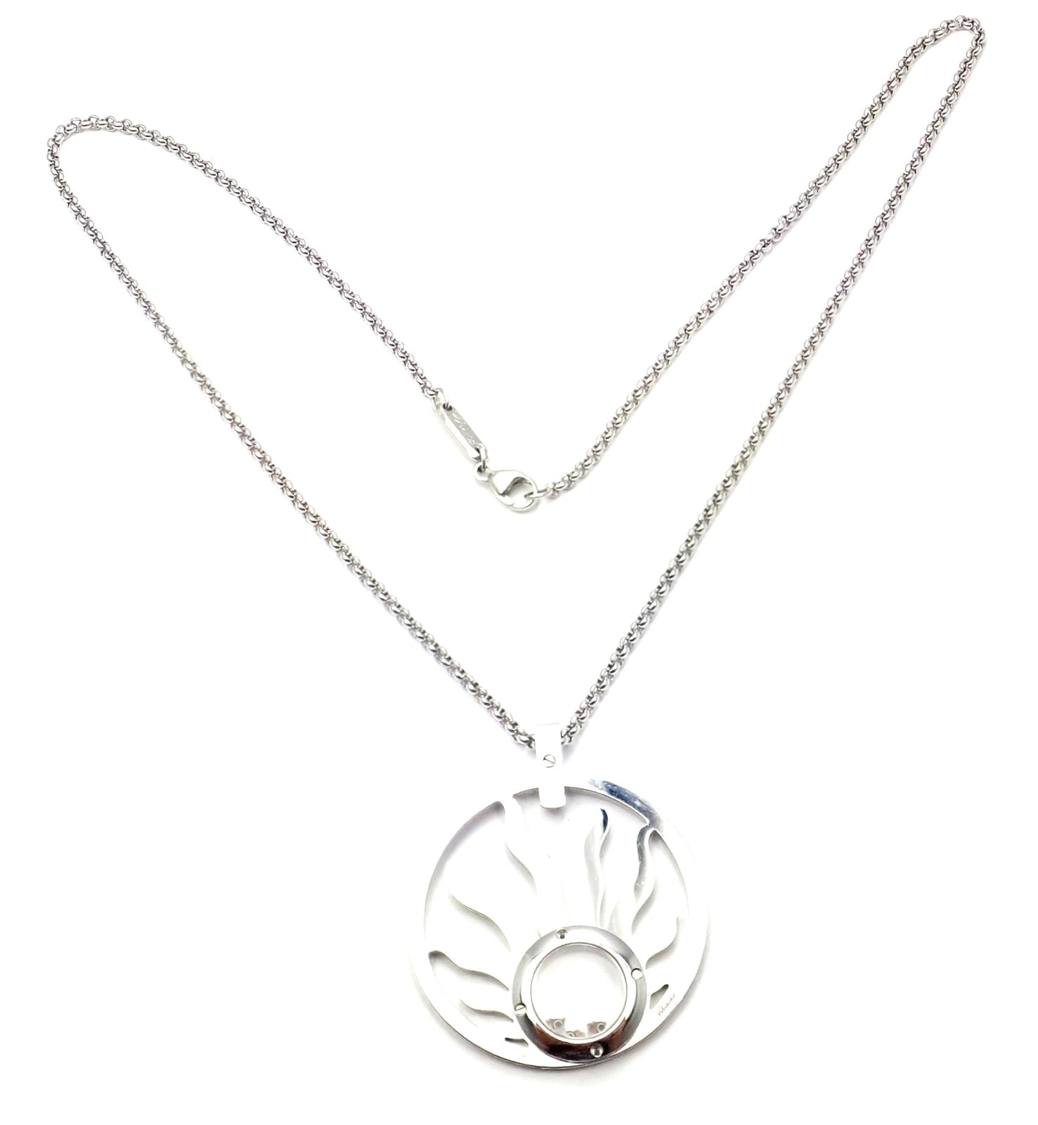 Chopard Jewelry & Watches:Fine Jewelry:Necklaces & Pendants Authentic! Chopard Happy Diamond Sun 18K White Gold Pendant Necklace