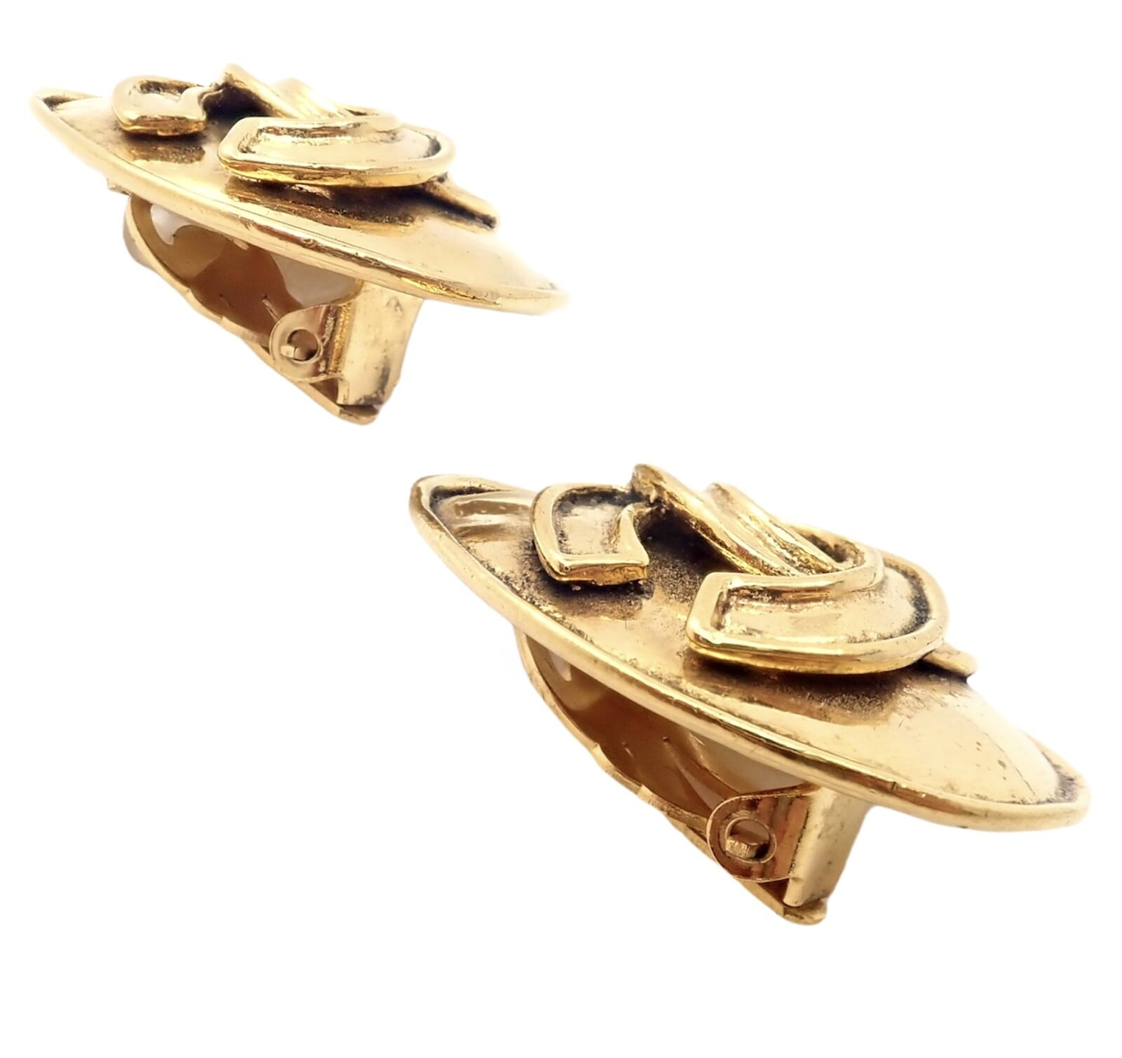 Chanel Jewelry & Watches:Fashion Jewelry:Earrings Rare! Vintage Chanel Paris France Logo Earrings 1994 Spring Collection