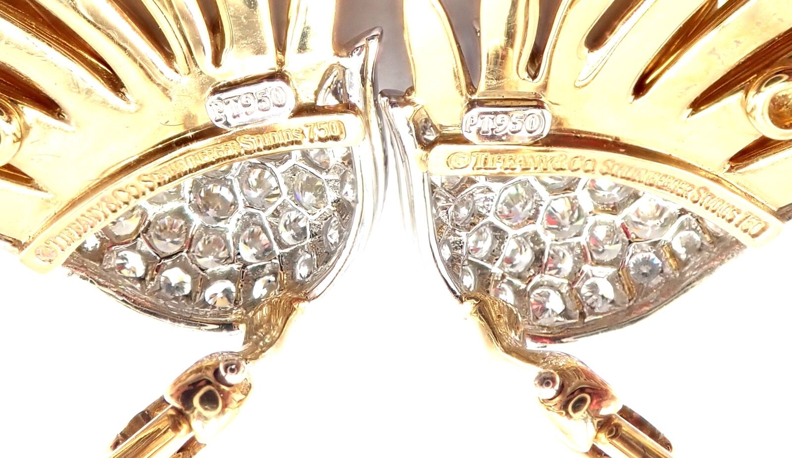 Authentic! Tiffany & Co Schlumberger Flame 18k Gold Platinum Diamond Earrings | Fortrove