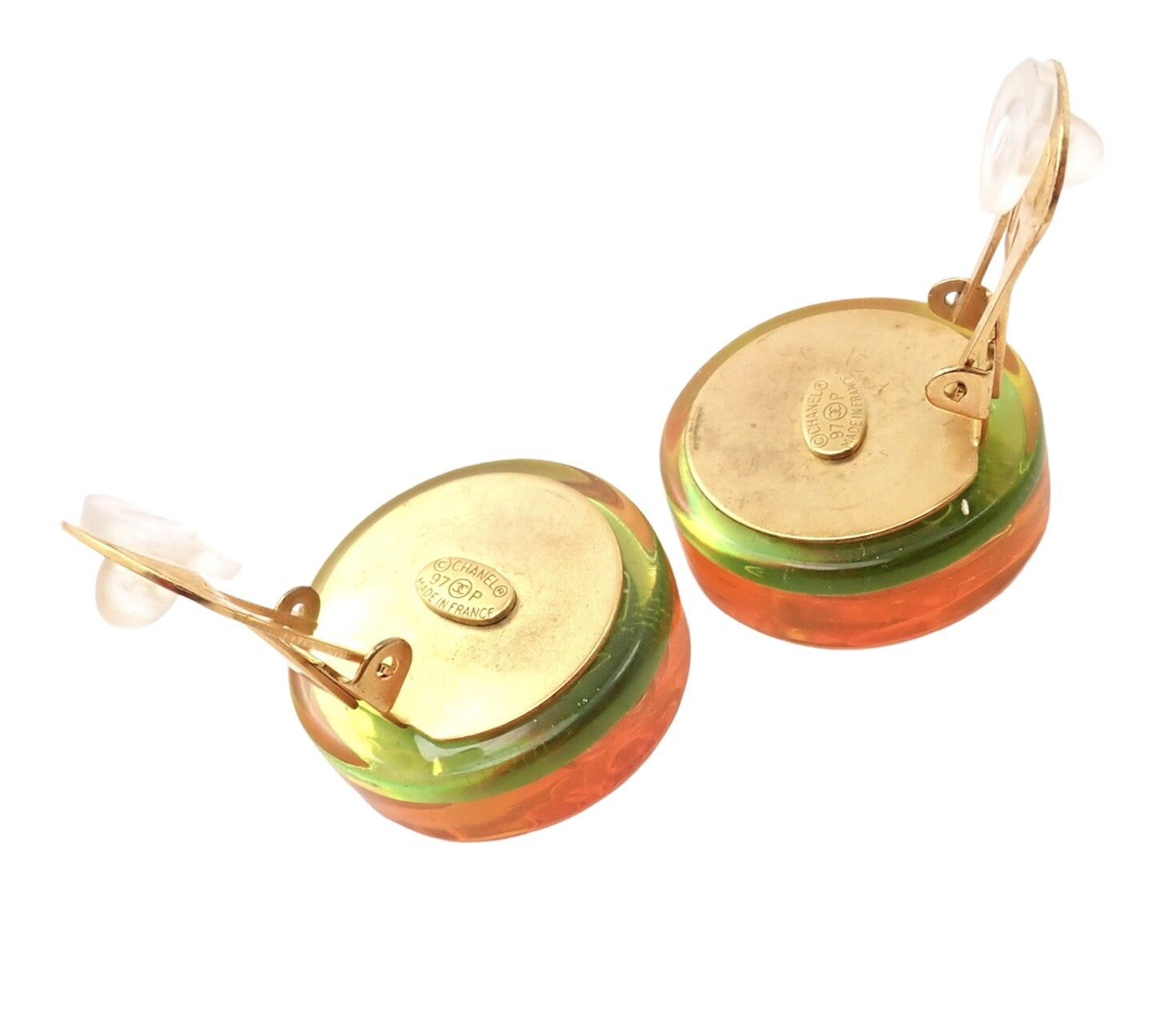 Rare! Vintage Chanel Paris France Holographic Logo Camellia Earrings 1997 Spring | Fortrove