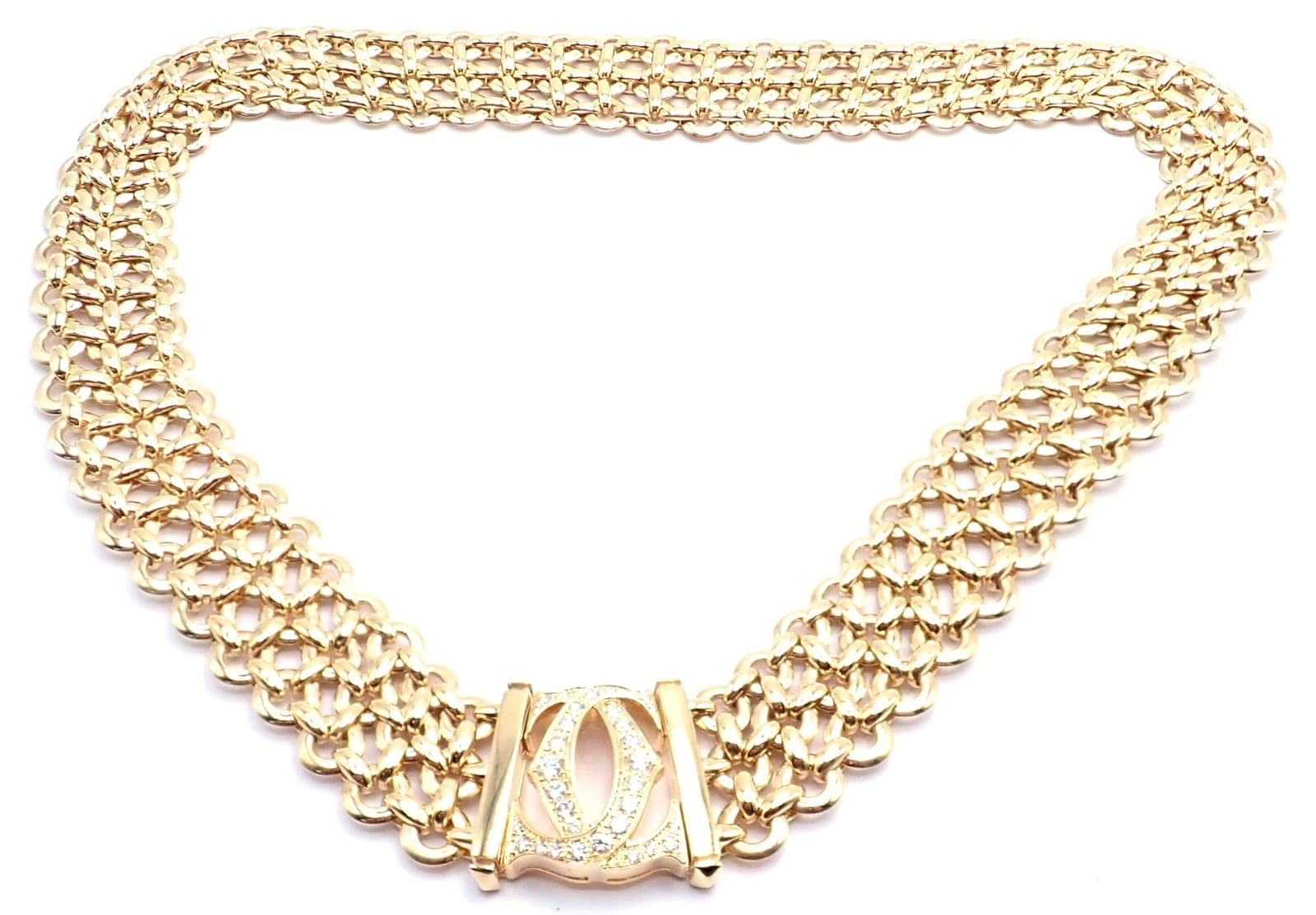 Cartier Jewelry & Watches:Fine Jewelry:Necklaces & Pendants Authentic! Cartier Penelope 18k Yellow Gold Diamond Double C Three Row Necklace