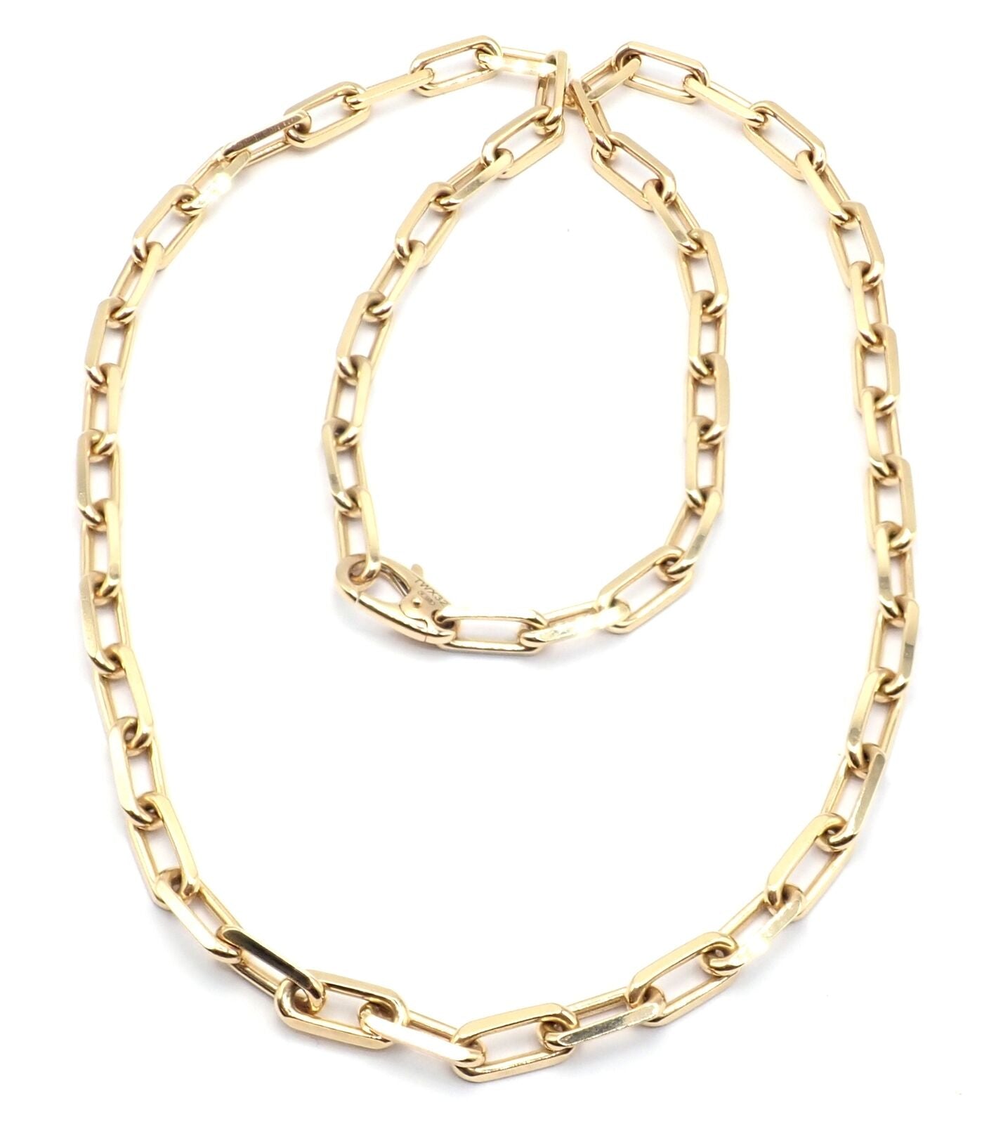 Authentic! Cartier Santos 18k Yellow Gold Link Chain Necklace 22" Cert. | Fortrove