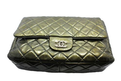 Chanel Clothing, Shoes & Accessories:Women:Women's Bags & Handbags 2008 Chanel Classic Jumbo Quilted Patent Leather Rare Olive Green Handbag Purse