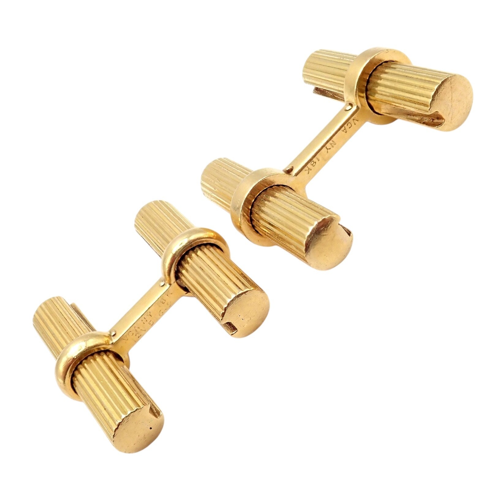 Vintage! Authentic Van Cleef & Arpels 18k Yellow Gold Bar Cufflinks | Fortrove