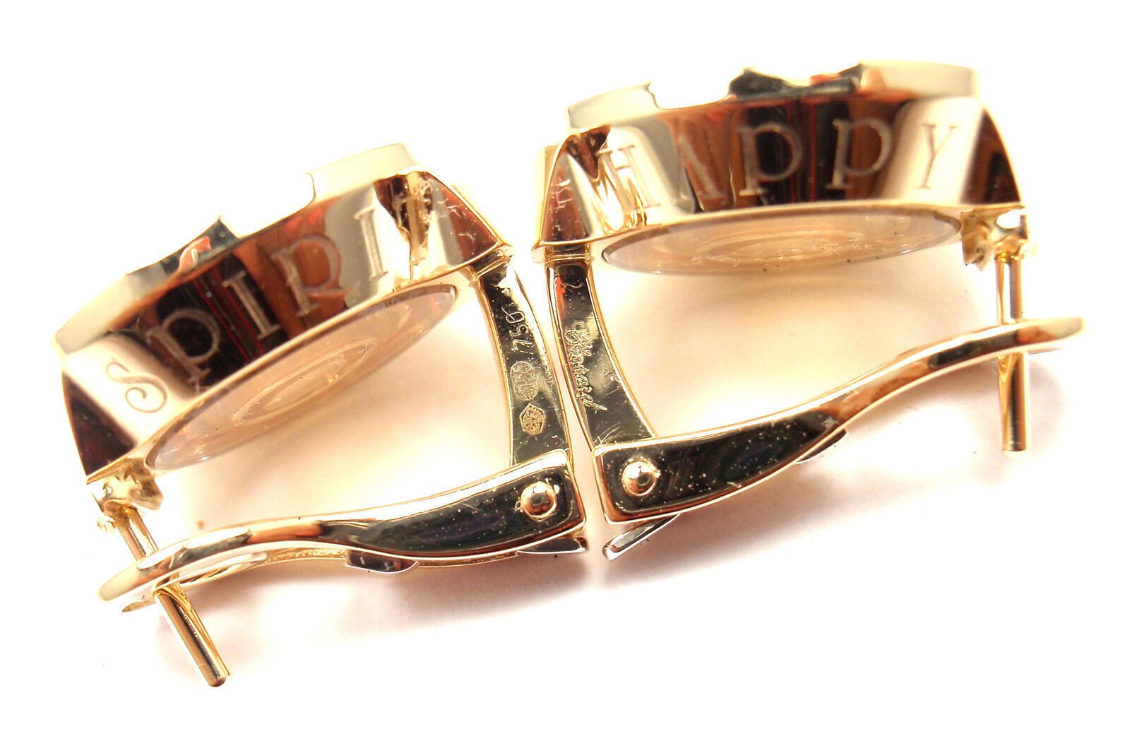 Authentic! Chopard 18k Yellow Gold Happy Spirit Diamond Earrings | Fortrove