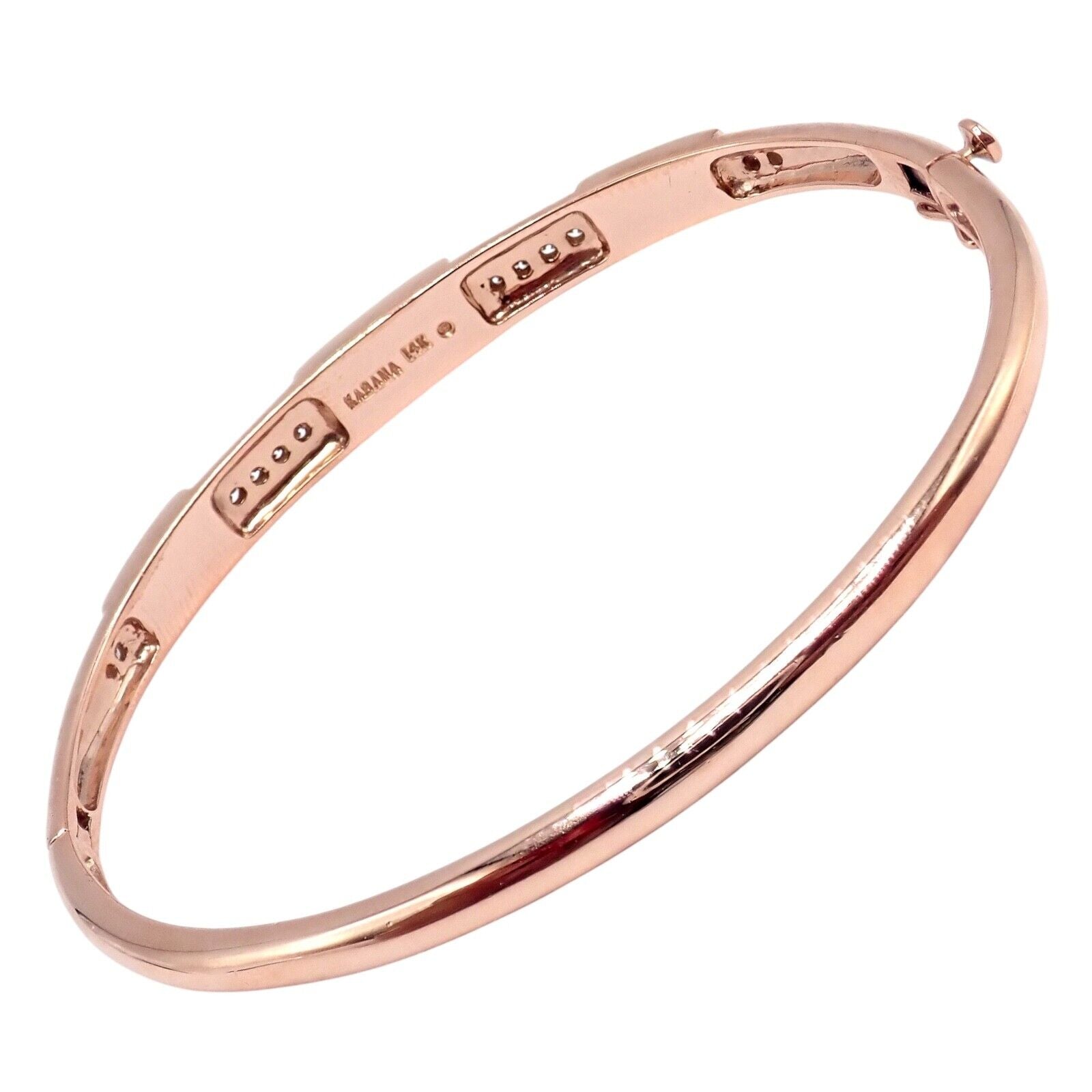 Authentic! Kabana 14k Rose Gold Diamond Mother of Pearl Bangle Bracelet | Fortrove