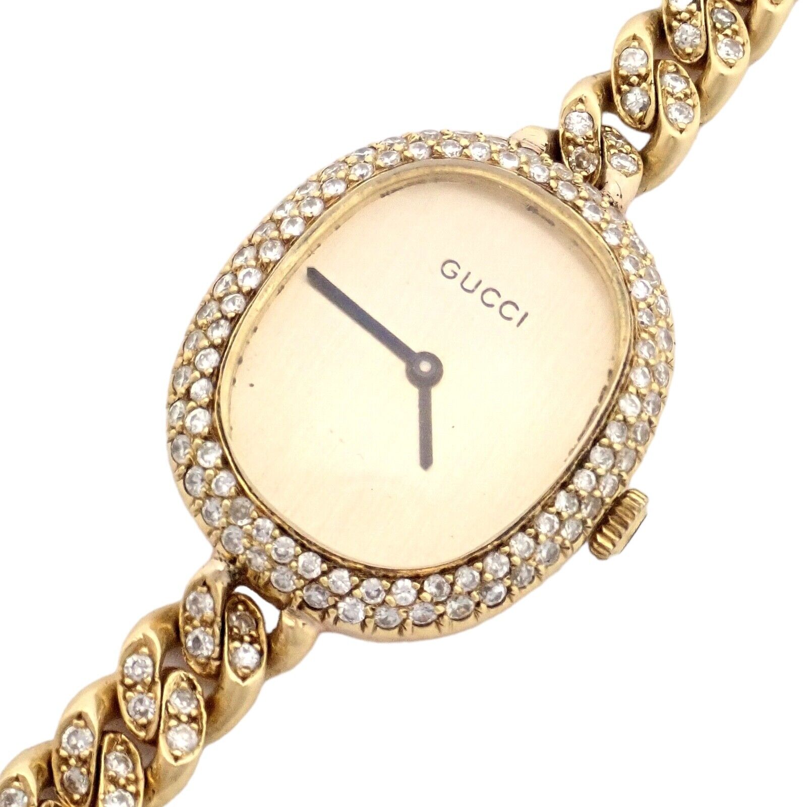 Vintage! Gucci 18k Yellow Gold 3ctw Diamond Manual Wind Ladies Watch | Fortrove