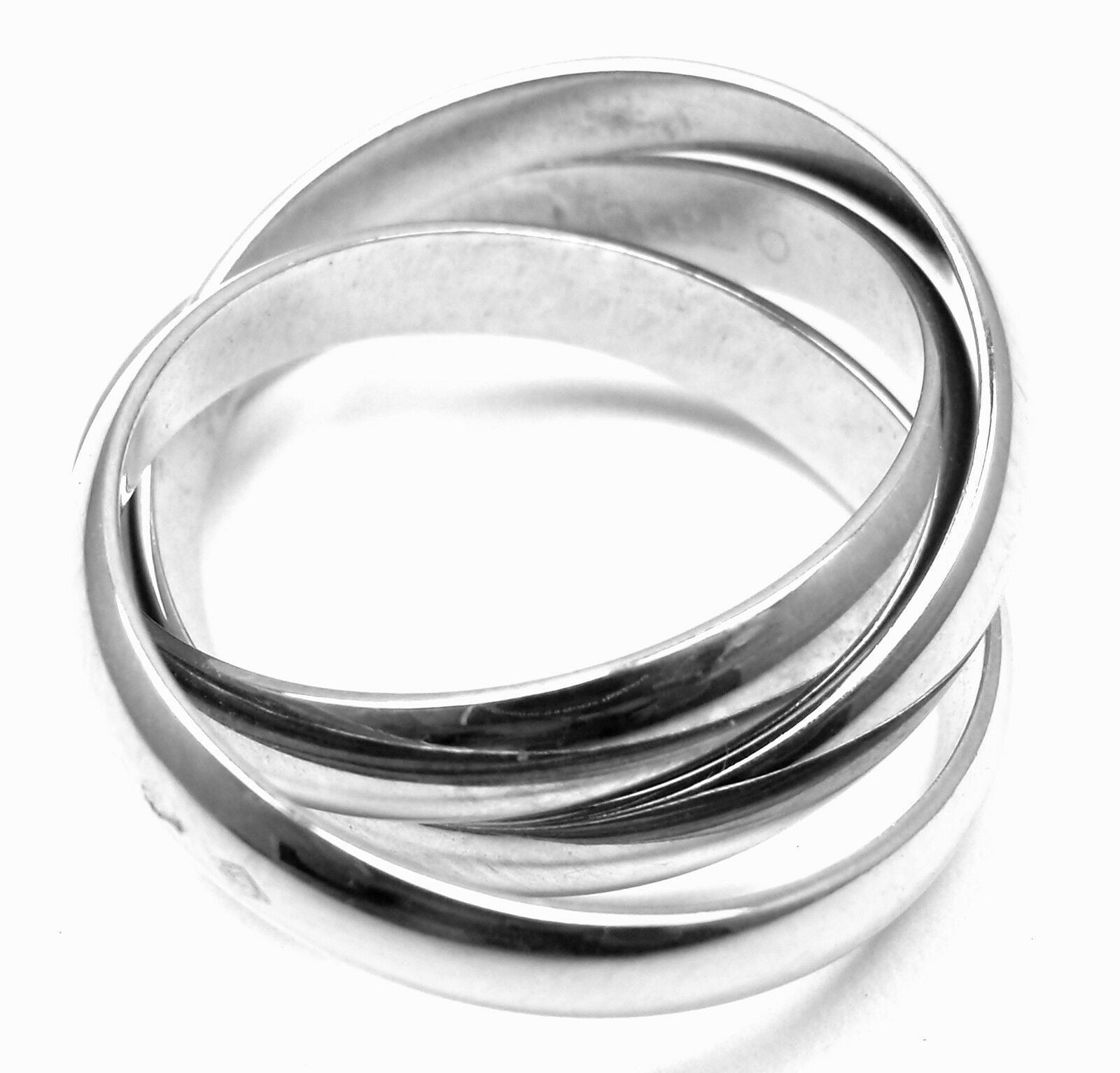 Authentic! Cartier 18k White Gold Trinity Band Ring Size 53 US 6 1/4 | Fortrove