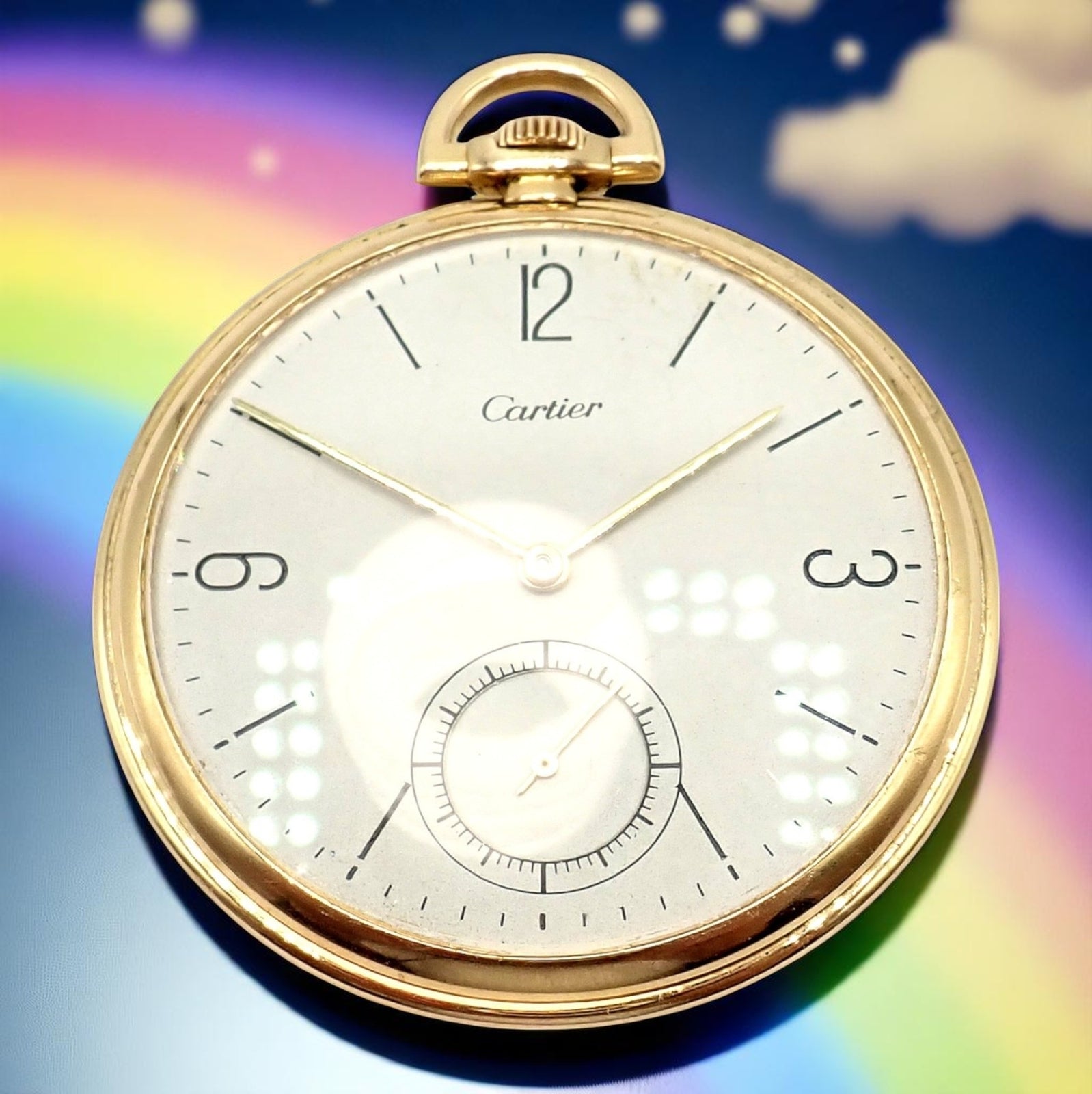 IWC International Watch Co. Cartier 18k Yellow Gold 19s Thin Pocket Watch 1940's | Fortrove
