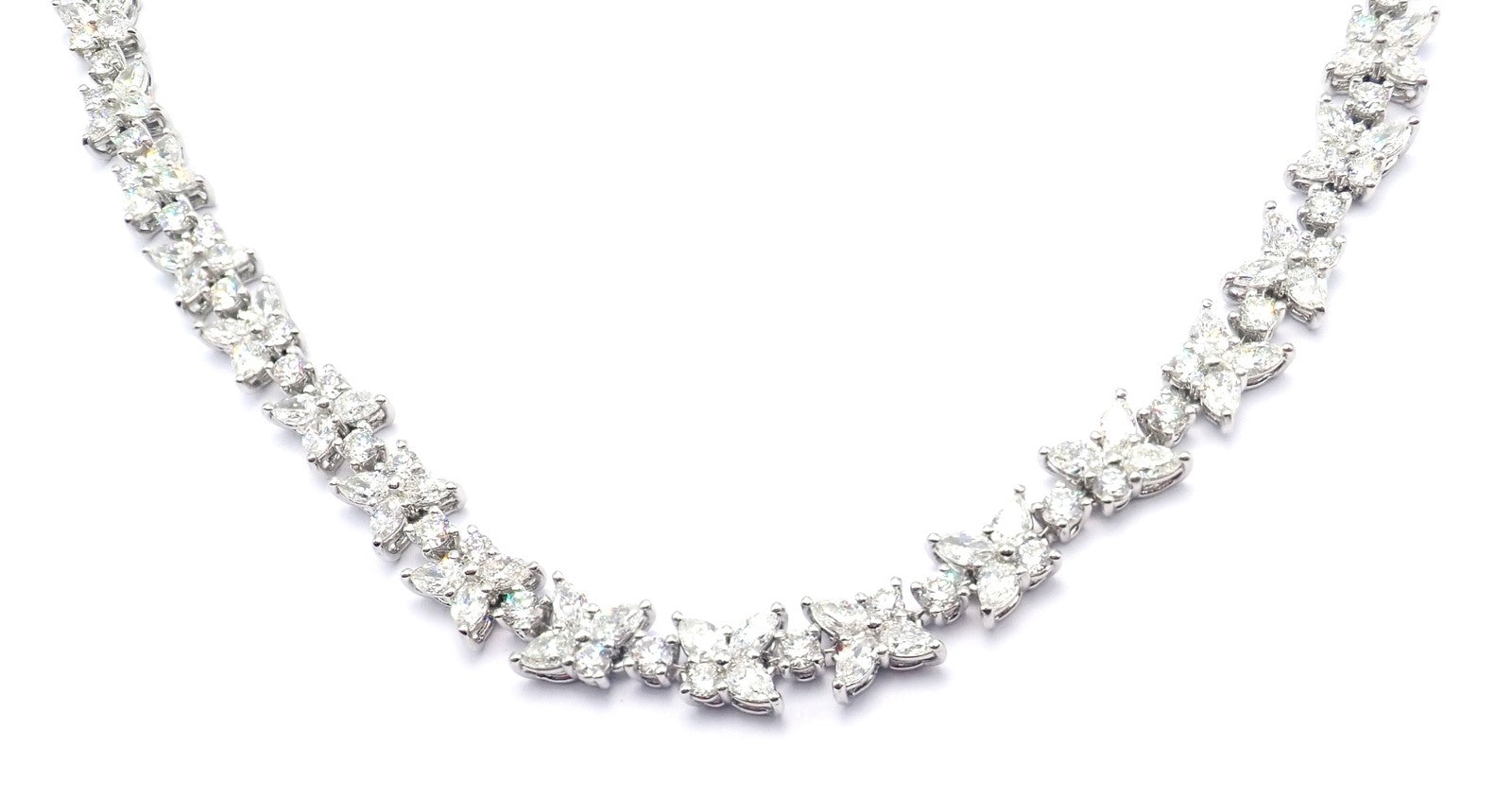 Authentic! Tiffany & Co Victoria Platinum 15.83ct Diamond Mixed Cluster Necklace | Fortrove