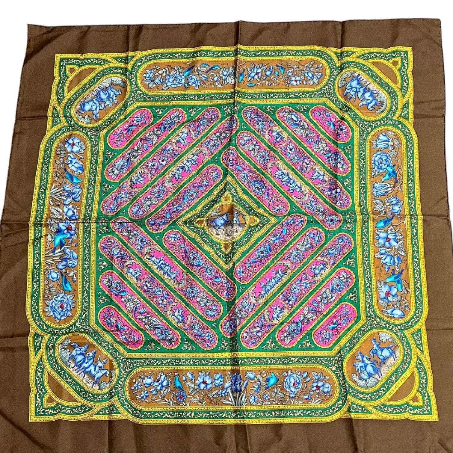 HERMES QALAMDANカレ90 スカーフ Authentic Hermes Qalamdan 90 cm Silk Scarf | Fortrove