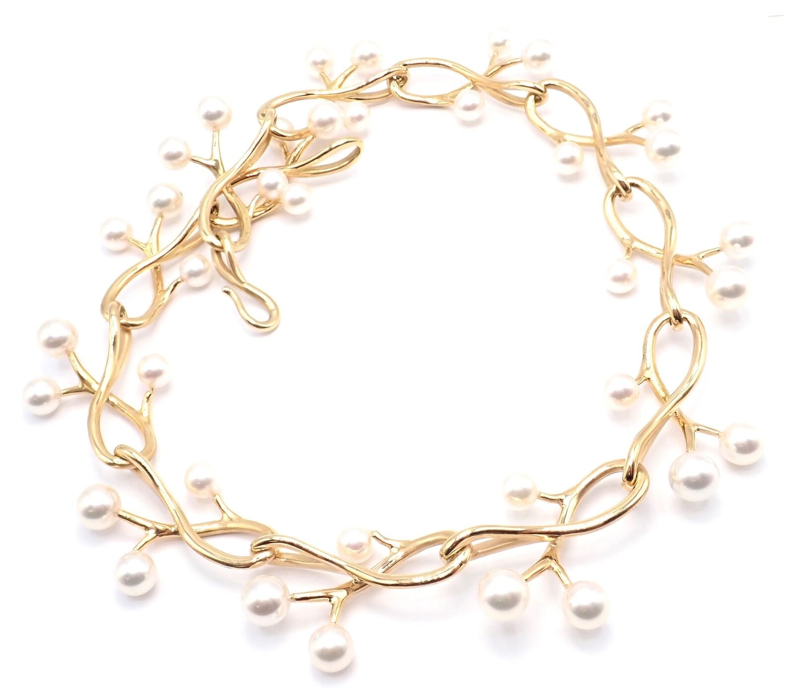 Authentic! Angela Cummings & Assael Thorn Sprig 18k Yellow Gold Pearl Necklace | Fortrove