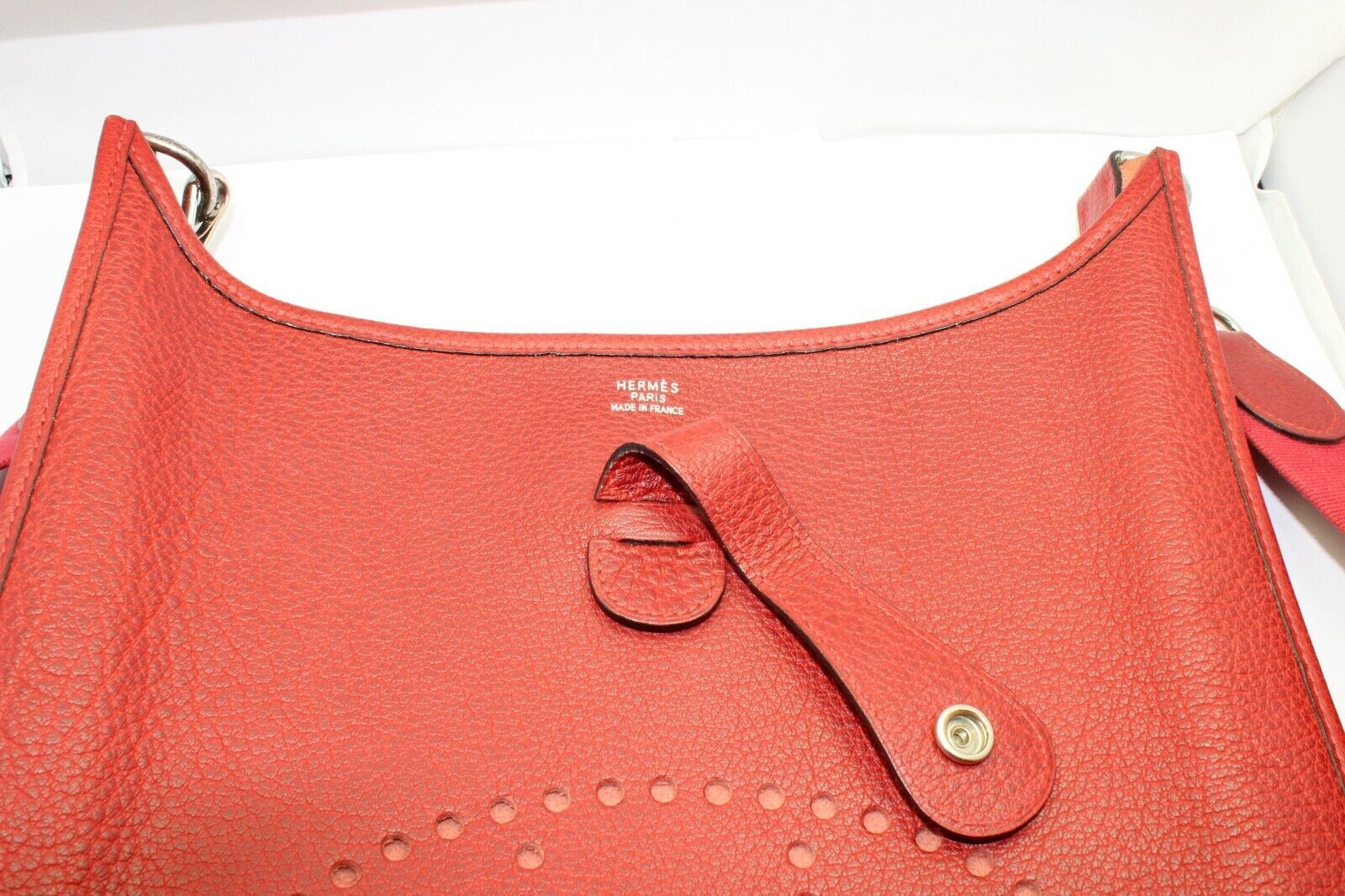 Hermes Clothing, Shoes & Accessories:Women:Women's Bags & Handbags Authentic! Hermes Evelyne Brick Red Clemence Leather GM Handbag Purse