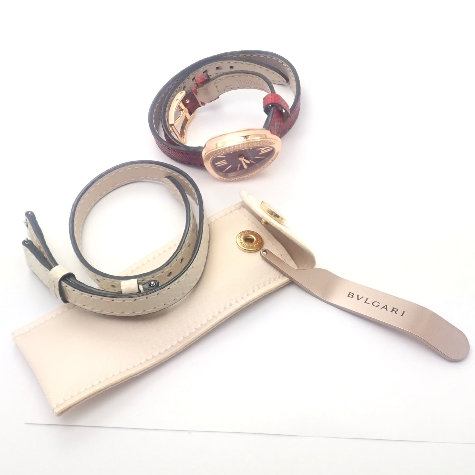 Bulgari Jewelry & Watches:Watches, Parts & Accessories:Watches:Wristwatches Bulgari 18k Rose Gold Diamond Tubogas Red Serpenti Snake Watch + Band + Tool