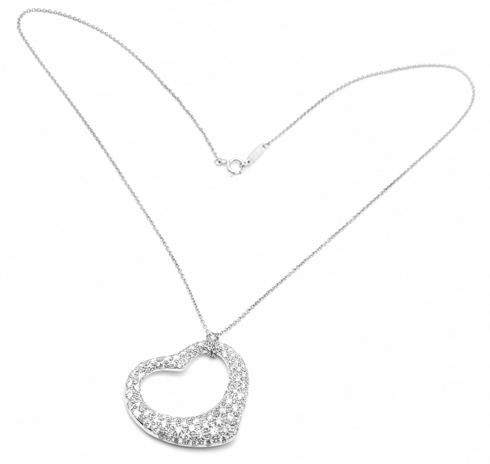 Tiffany & Co. Jewelry & Watches:Fine Jewelry:Necklaces & Pendants Authentic Tiffany & Co Peretti Platinum Diamond Large Open Heart Necklace $26000