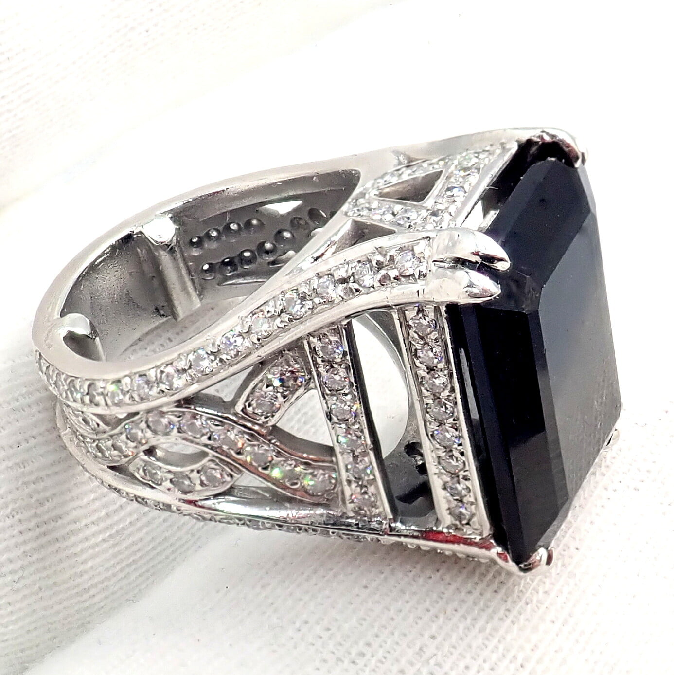 Kieselstein Cord Jewelry & Watches:Fine Jewelry:Rings Kieselstein Cord Platinum 3ctw Diamond Black Spinel Cockatil Ring 1998 sz 5.5