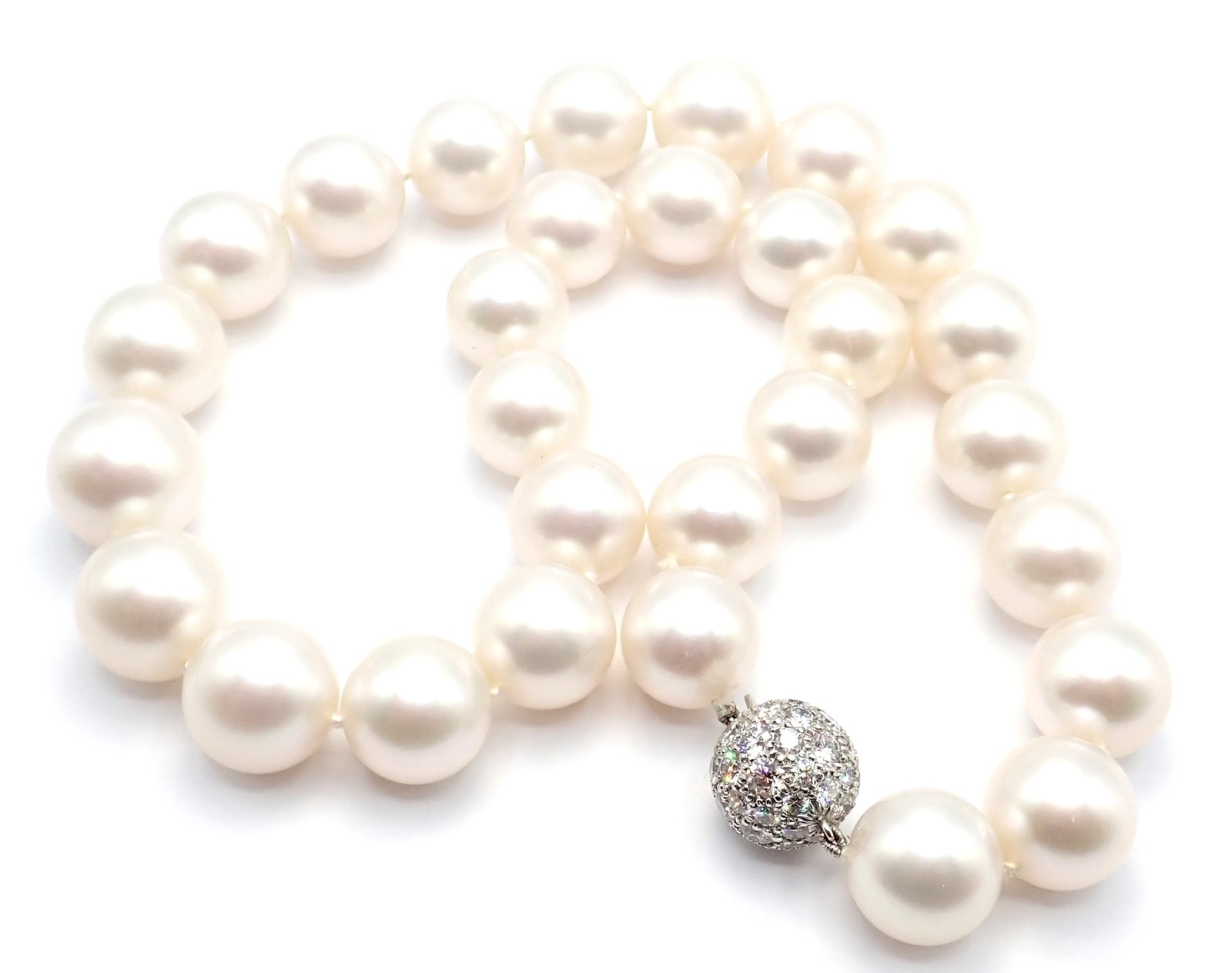 Authentic! Tiffany & Co Platinum Diamond South Sea Large Pearl Necklace Paper | Fortrove