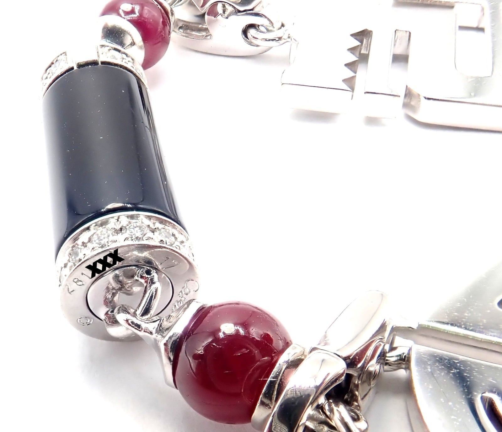 Cartier Jewelry & Watches:Fine Jewelry:Bracelets & Charms Cartier Le Baiser Du Dragon 18k Gold Diamond Ruby Onyx 2 Charms Bangle Bracelet