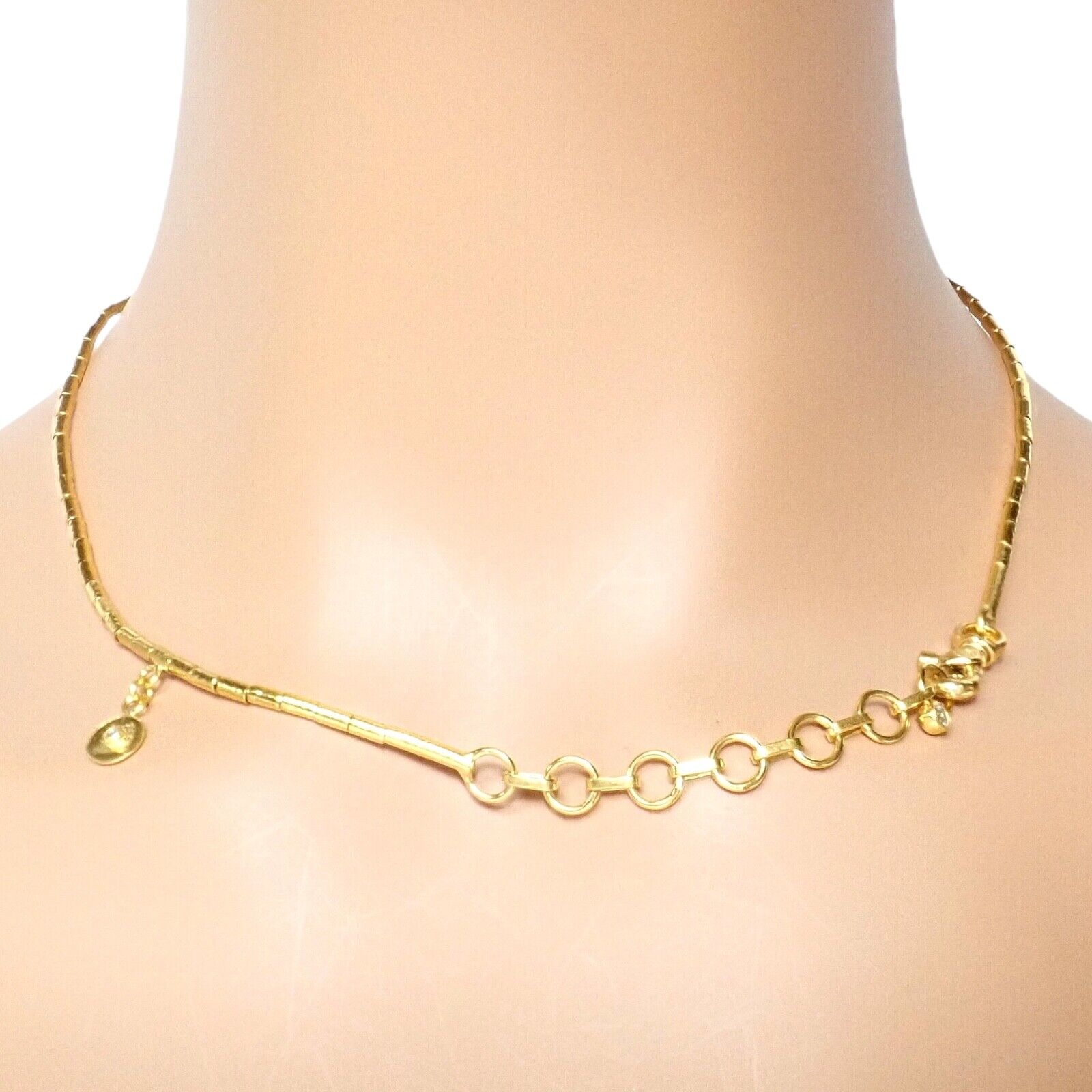 Authentic! Gurhan 24k Yellow Gold Diamond Lentil Necklace | Fortrove