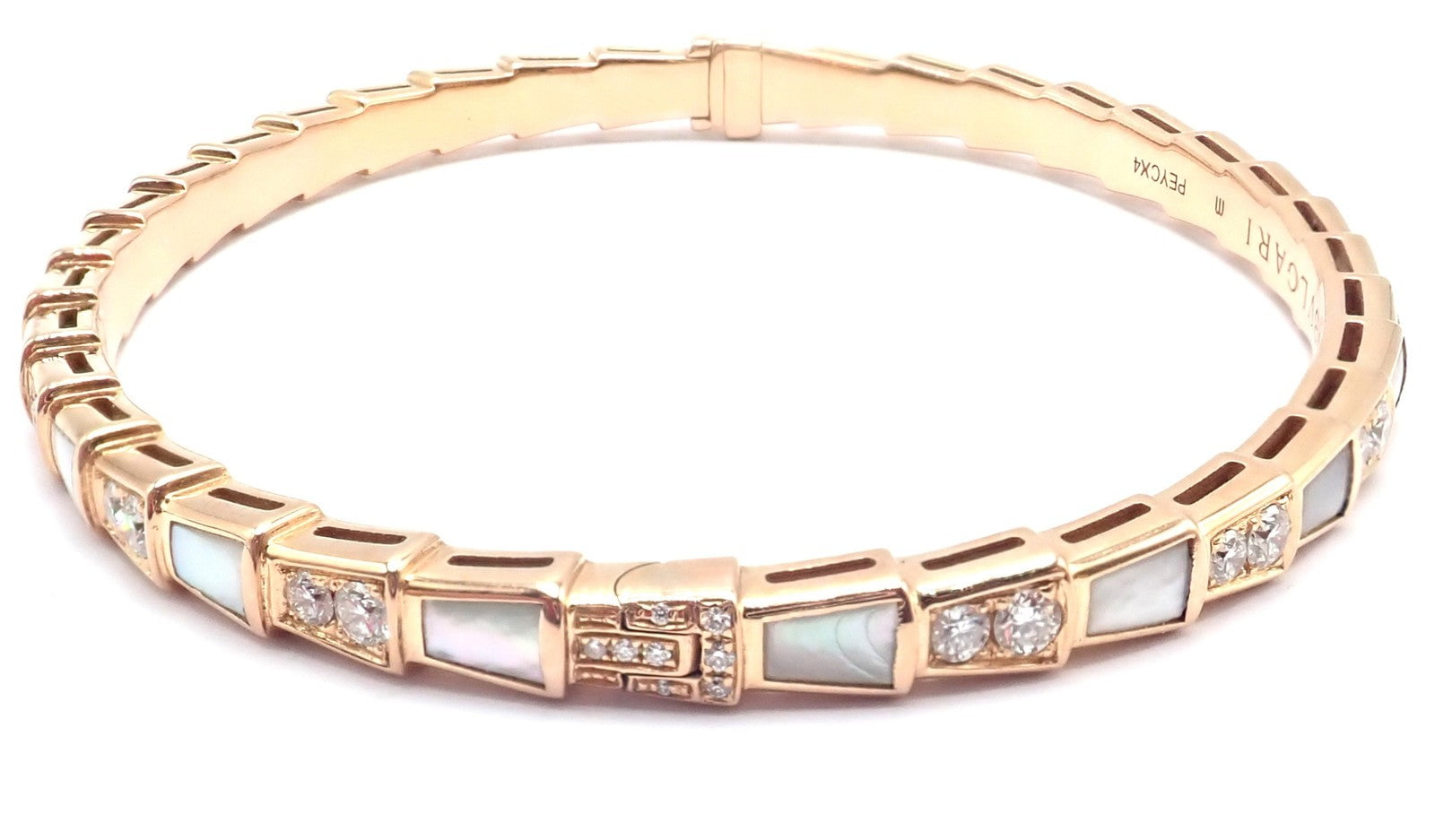 Bvlgari Jewelry & Watches:Fine Jewelry:Bracelets & Charms Authentic! Bulgari Bvlgari Serpenti Viper 18k Gold Diamond MOP Bangle Bracelet