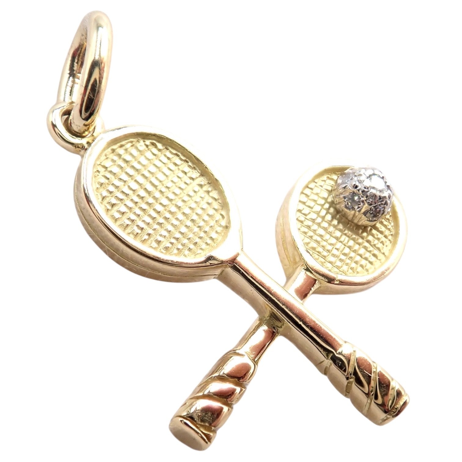 Rare Vintage Tiffany & Co. 18k Yellow + White Gold Tennis Rackets Diamond Charm | Fortrove