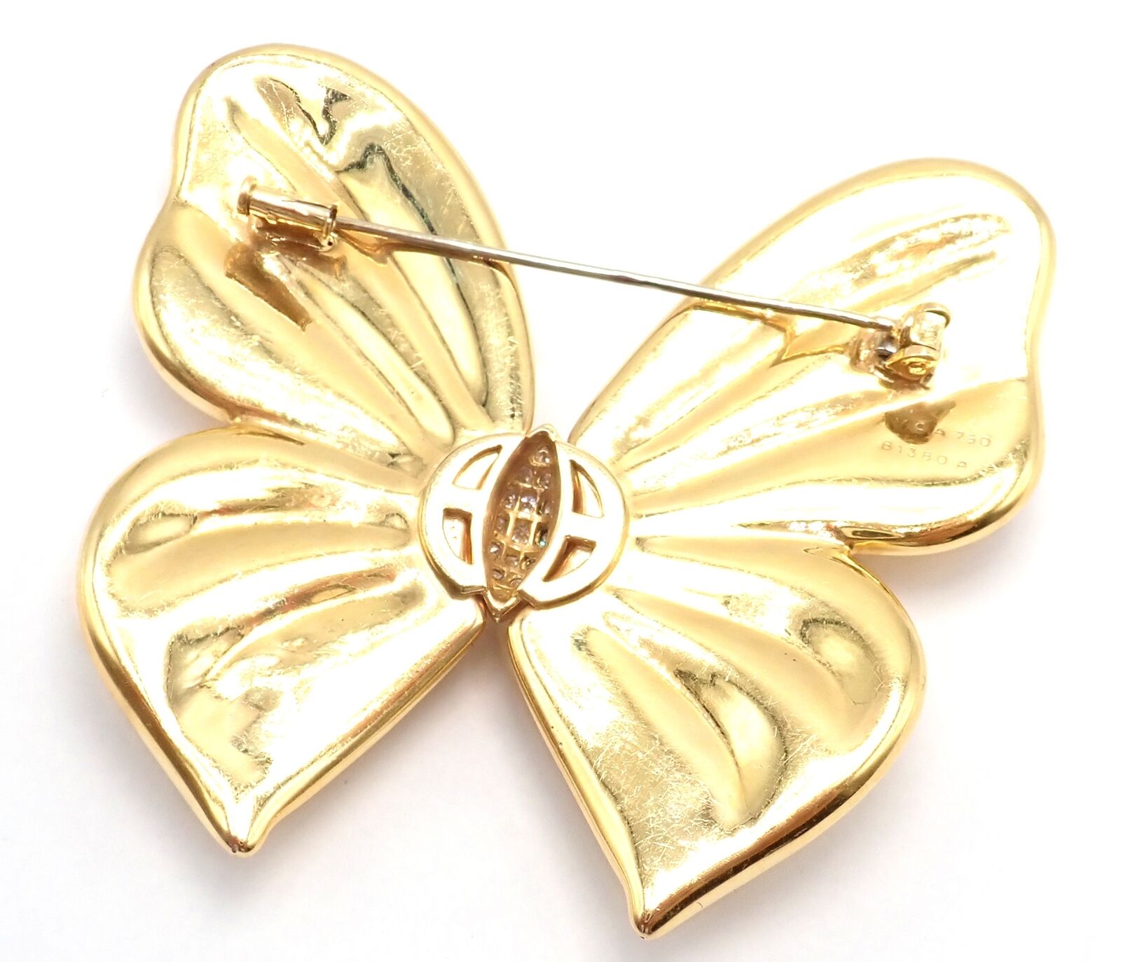 Authentic! Van Cleef & Arpels 18k Yellow Gold Extra Large Butterfly Pin Brooch | Fortrove