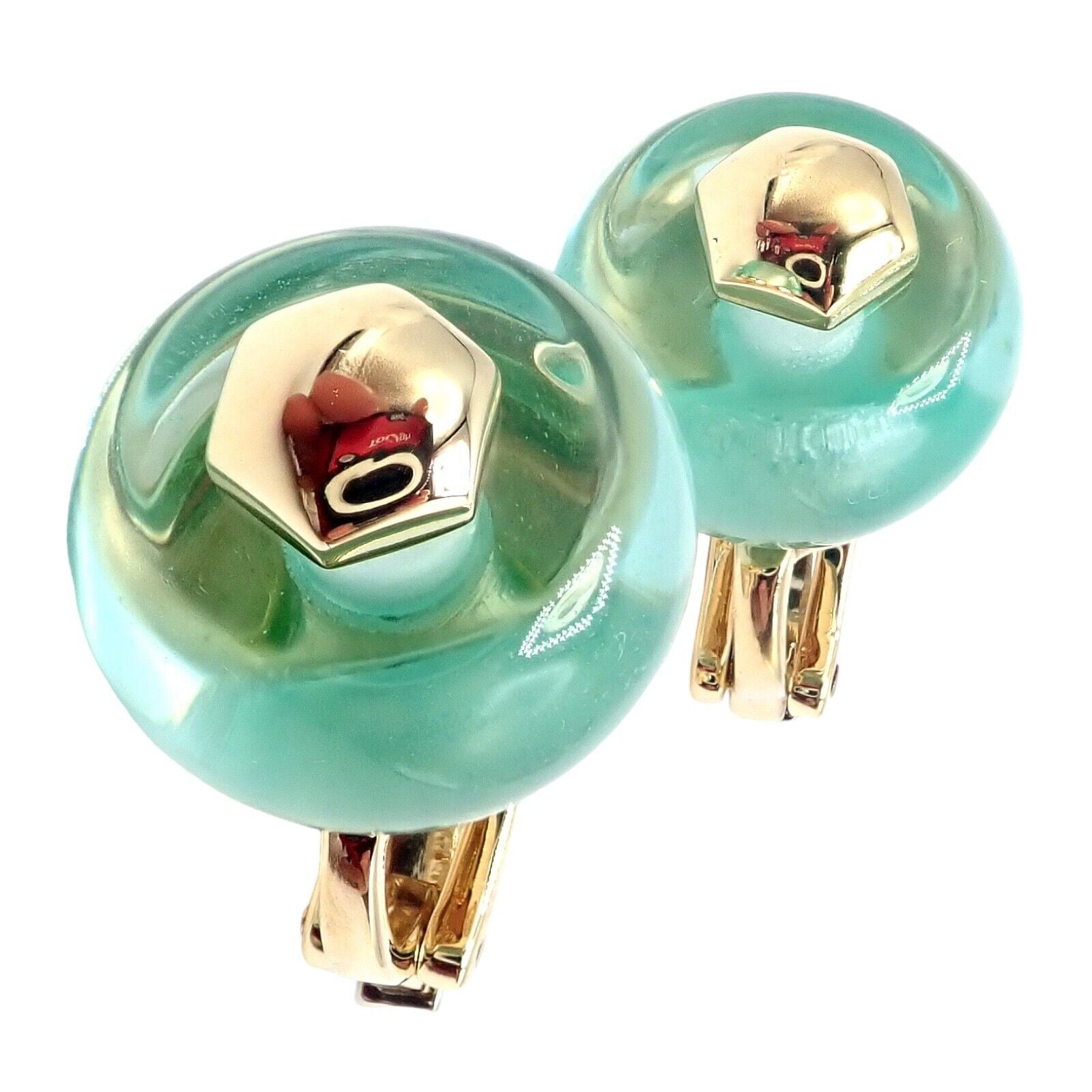 Authentic! Vintage Marina B 18k Yellow Gold Pneu Crystal Earrings | Fortrove