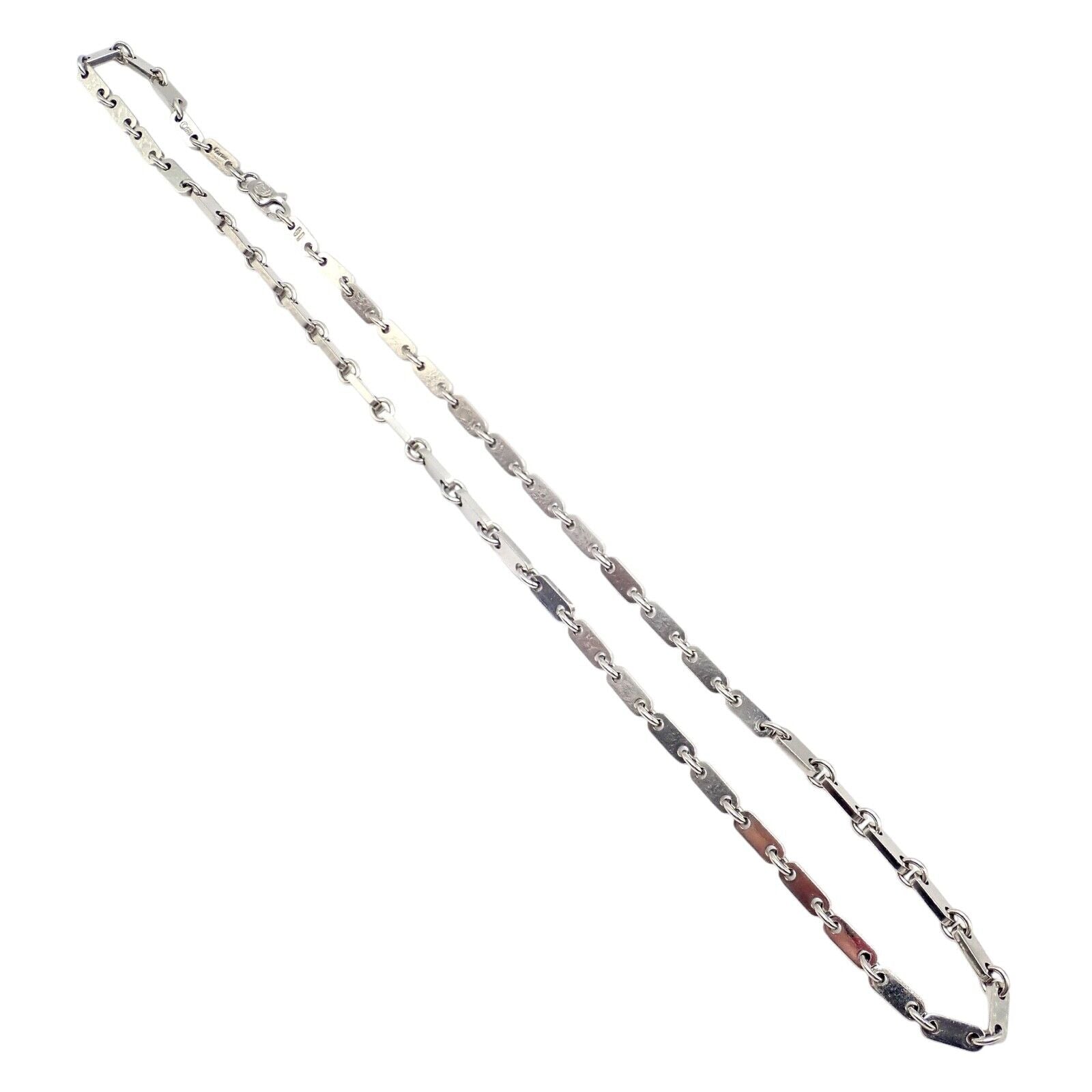 Authentic! Cartier 18k White Gold Flat Link Necklace 17.75" 1998 | Fortrove
