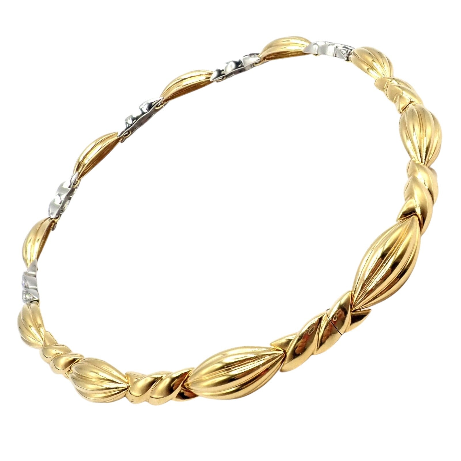 Authentic! Tiffany & Co 18k Yellow + White Gold 4ct Diamond Candy Necklace | Fortrove
