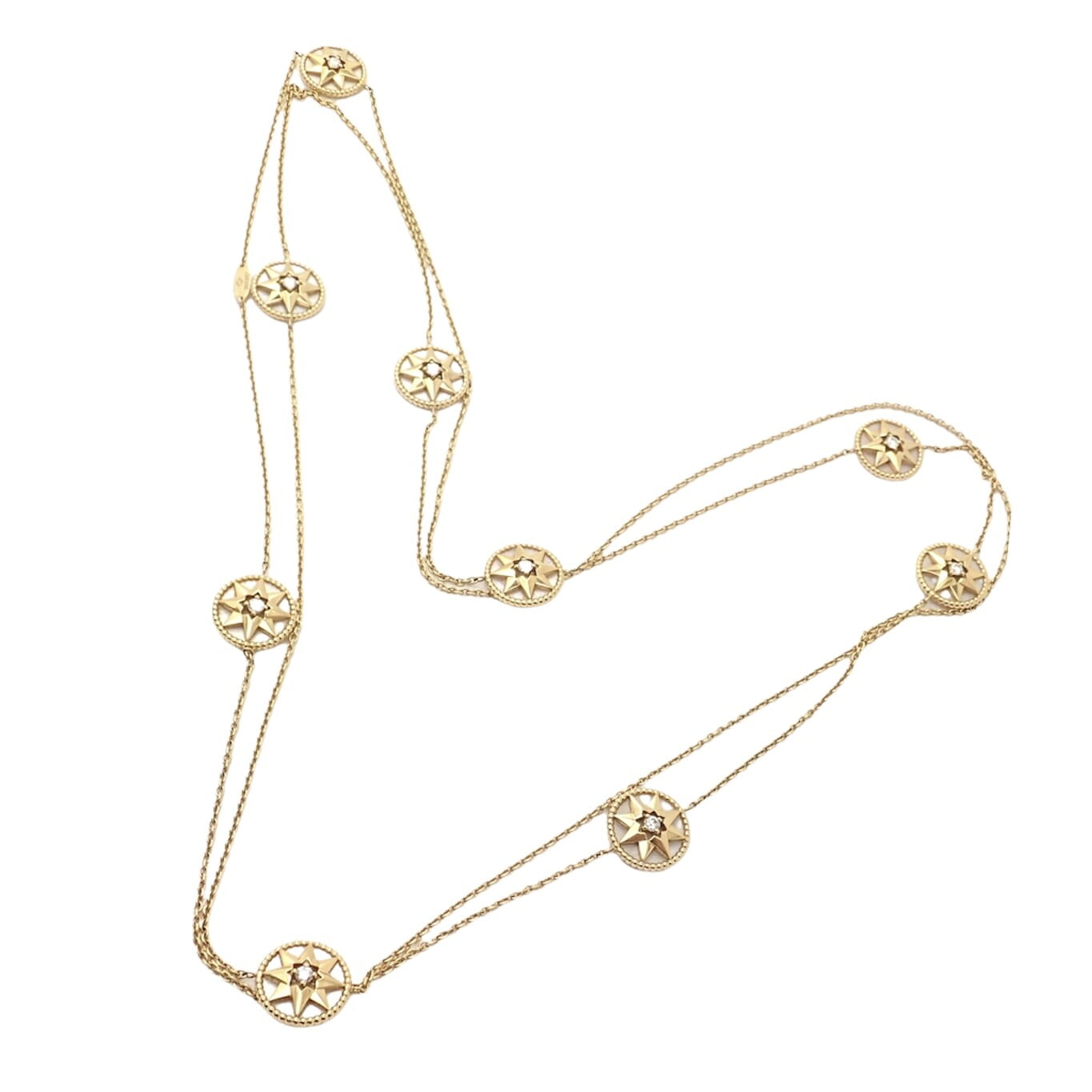Christian Dior Jewelry & Watches:Fine Jewelry:Necklaces & Pendants Christian Dior 18k Gold Rose De Vents Mother Of Pearl Diamond 42" Long Necklace