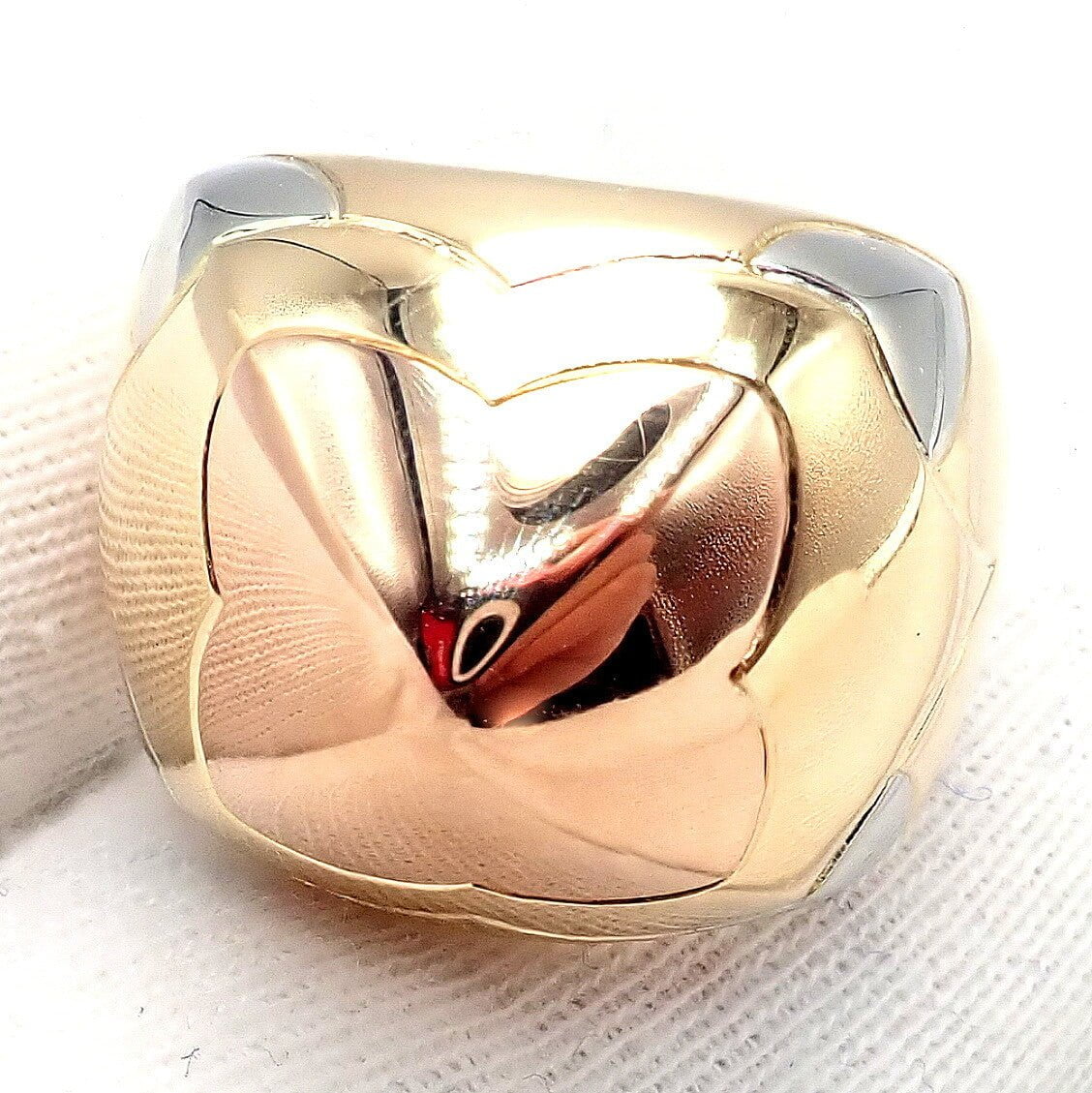Authentic! Bvlgari Bulgari 18k Yellow White Rose Gold Tricolor Pyramid Ring sz 6 | Fortrove