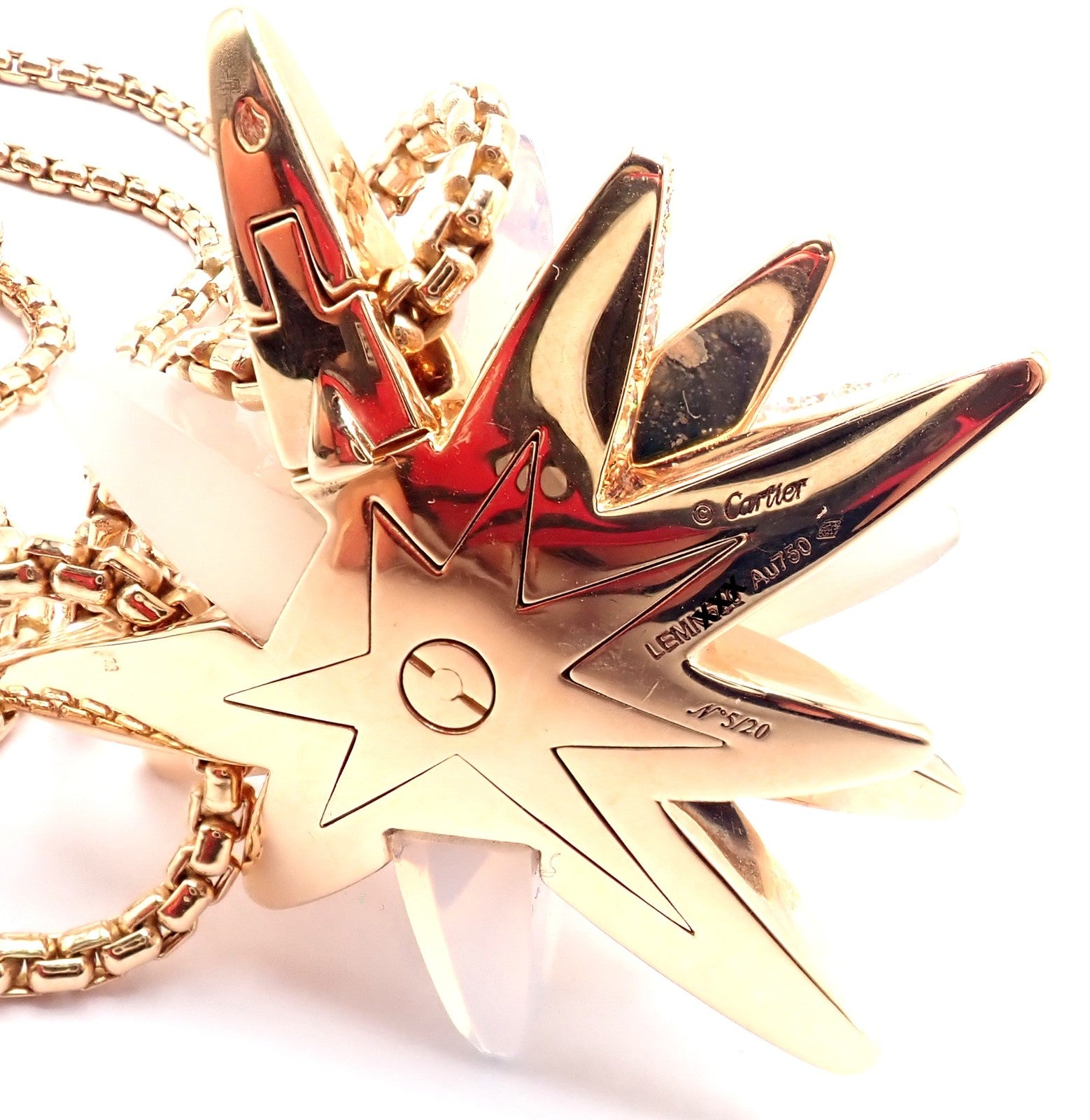 Cartier 18k Rose Gold Limited Edition Diamond Meterore Fractal Pendant Necklace | Fortrove