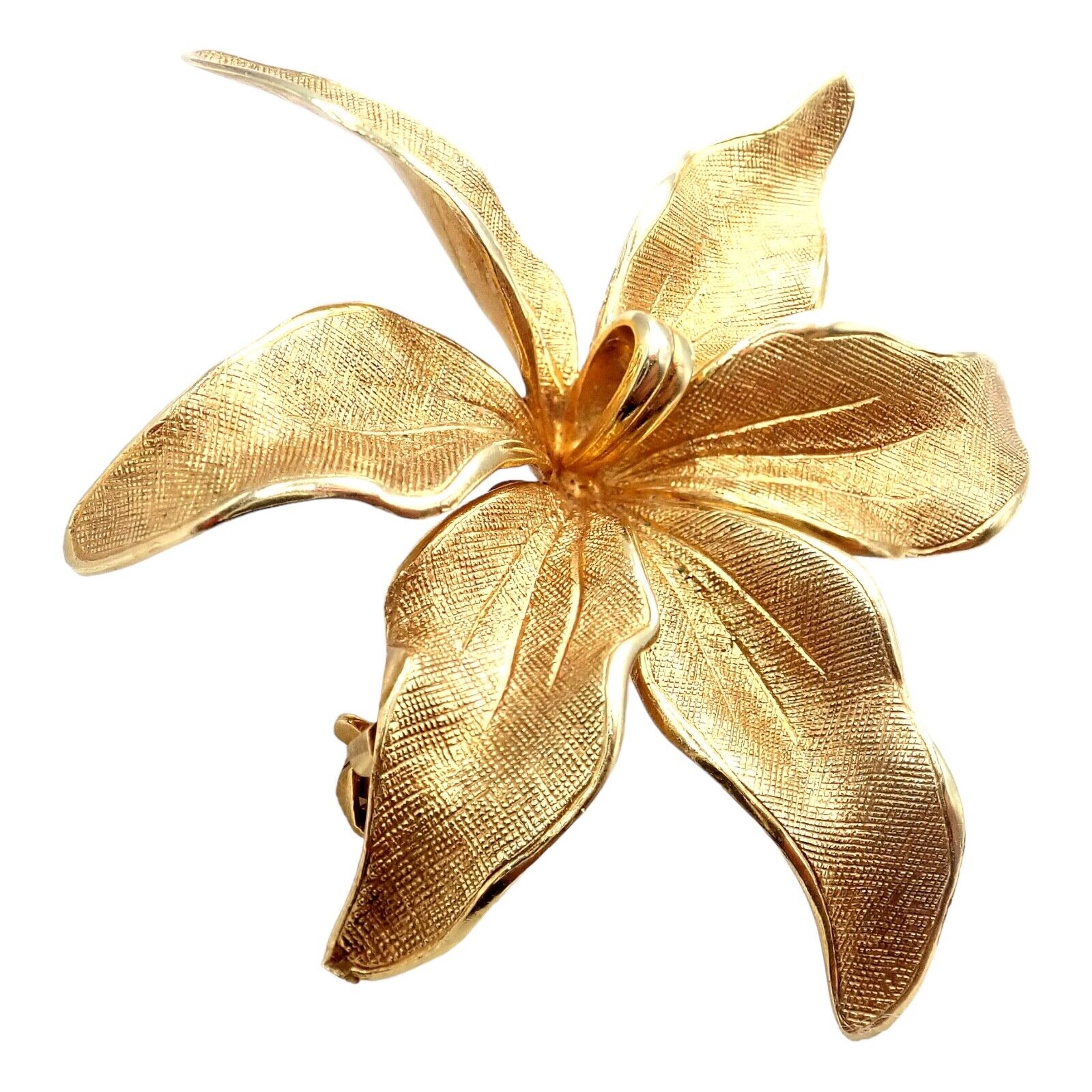 Authentic! Vintage Tiffany & Co 14k Yellow Gold Germany Large Flower Pin Brooch | Fortrove