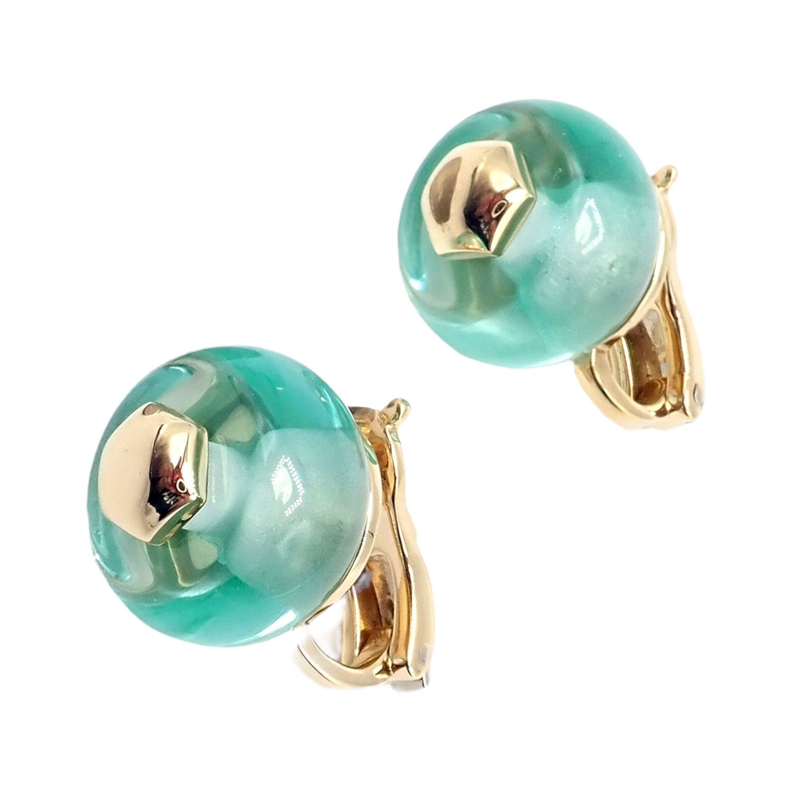 Authentic! Vintage Marina B 18k Yellow Gold Pneu Crystal Earrings | Fortrove
