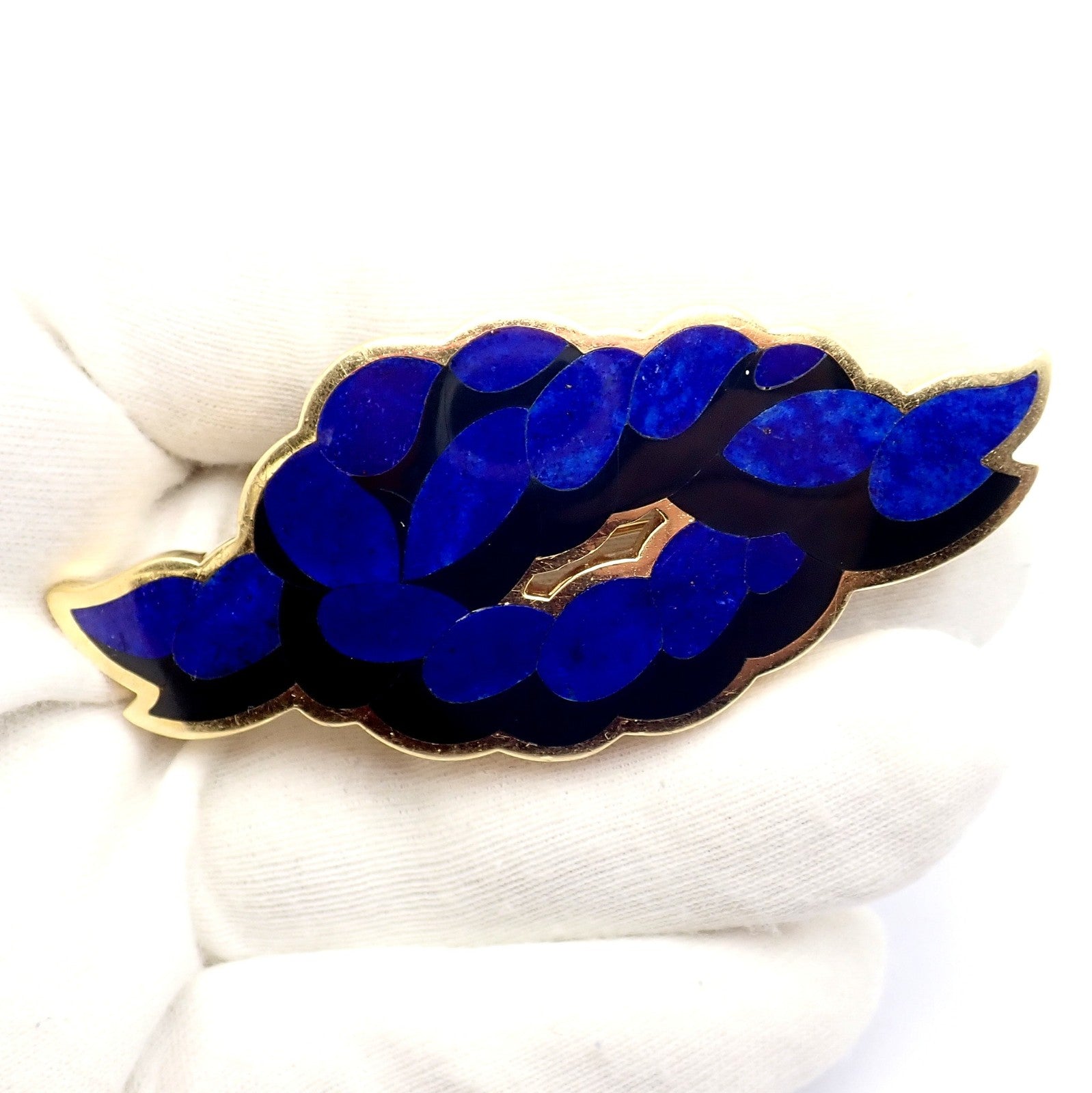 Rare Tiffany & Co. Cummings 18k Yellow Gold Lapis Onyx Nautical Rope Knot Brooch | Fortrove