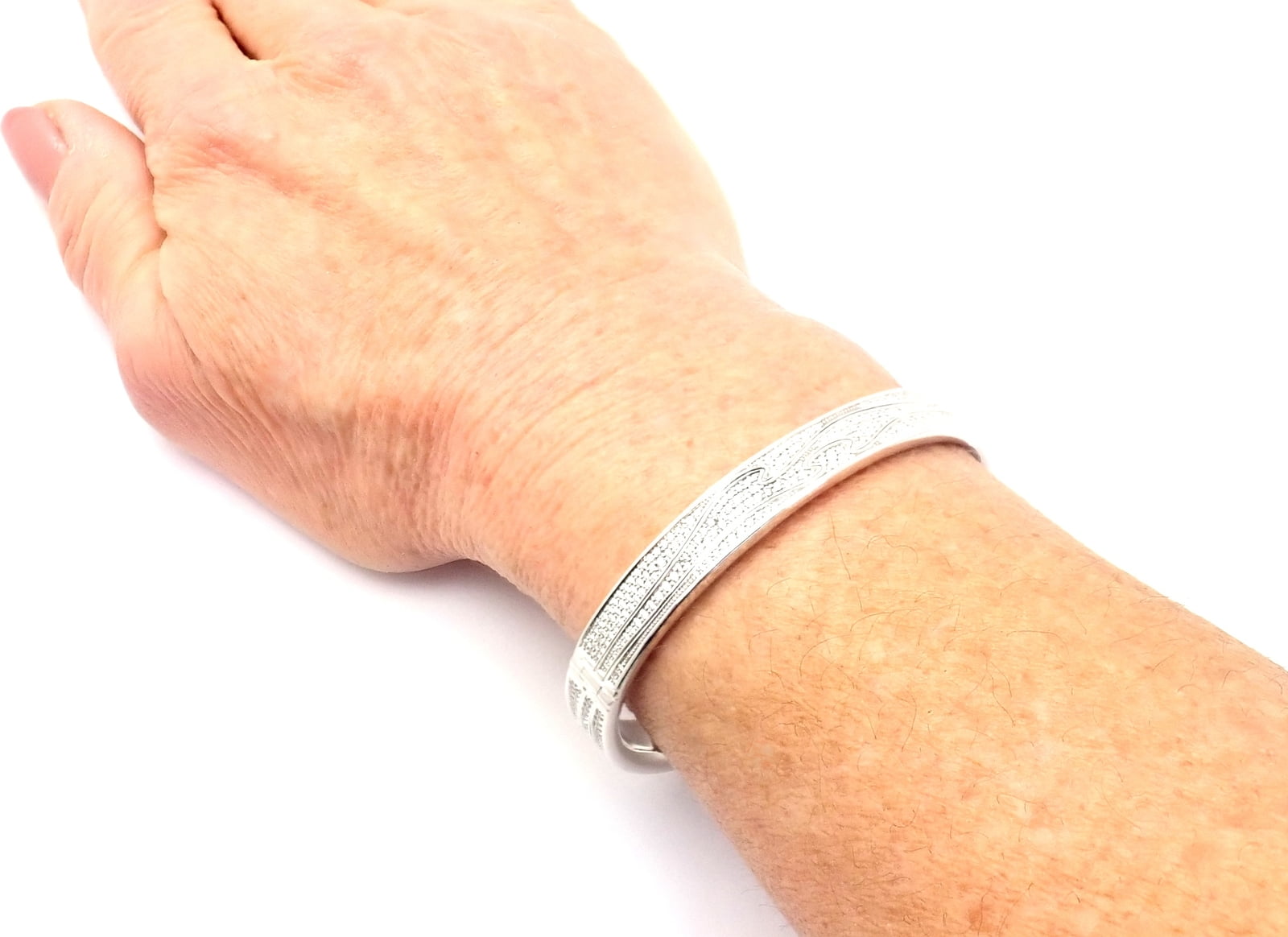Georg Jensen Jewelry & Watches:Fine Jewelry:Bracelets & Charms Authentic! Georg Jensen Fusion 18k White Gold Pave Diamond Bangle Bracelet Paper