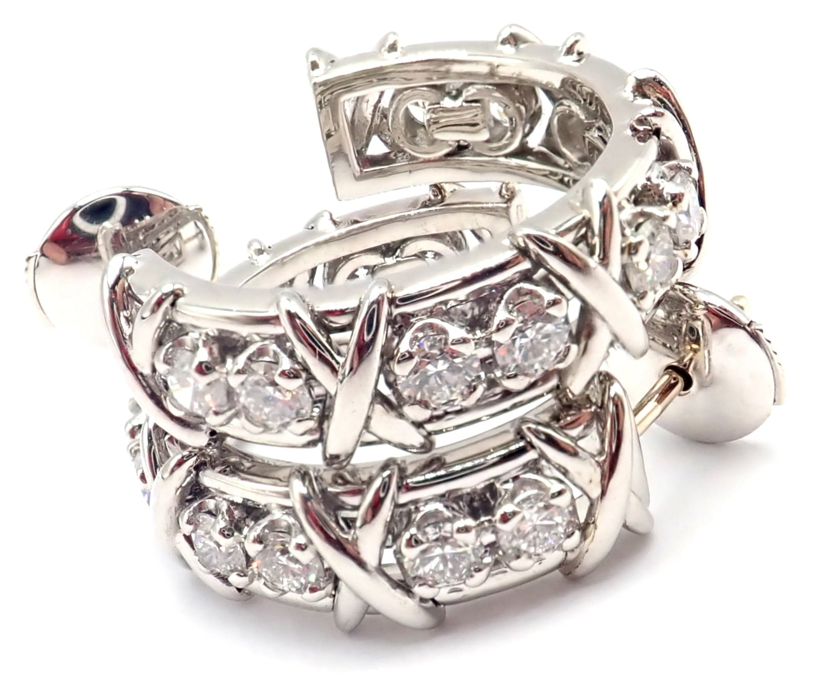Jean Schlumberger for Tiffany & Co. Jewelry & Watches:Fine Jewelry:Earrings Authentic Tiffany & Co Schlumberger Twenty Stones Platinum Diamond Hoop Earrings