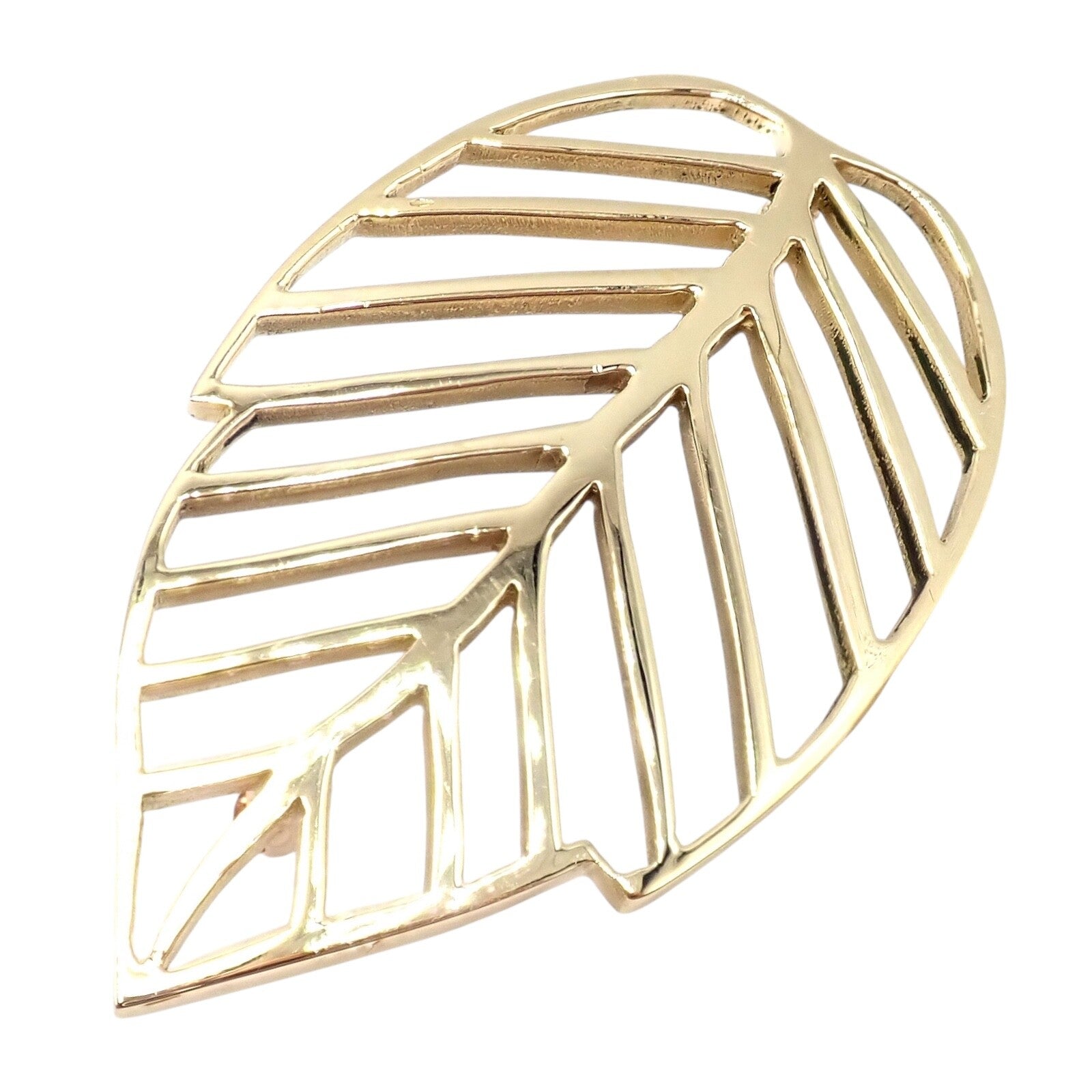 Authentic! Tiffany & Co Angela Cummings 18k Yellow Gold Leaf Pin Brooch 1981 | Fortrove