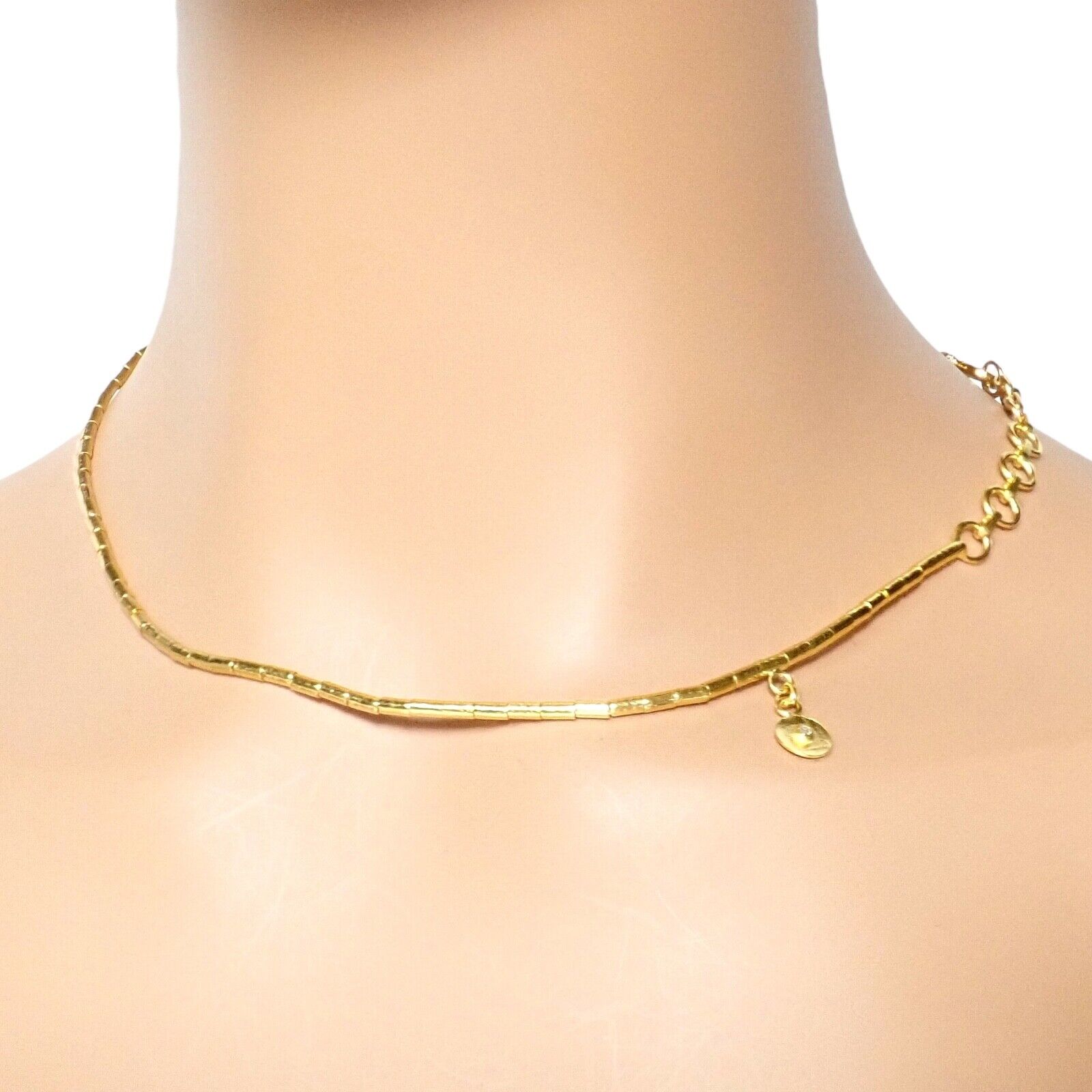 Authentic! Gurhan 24k Yellow Gold Diamond Lentil Necklace | Fortrove