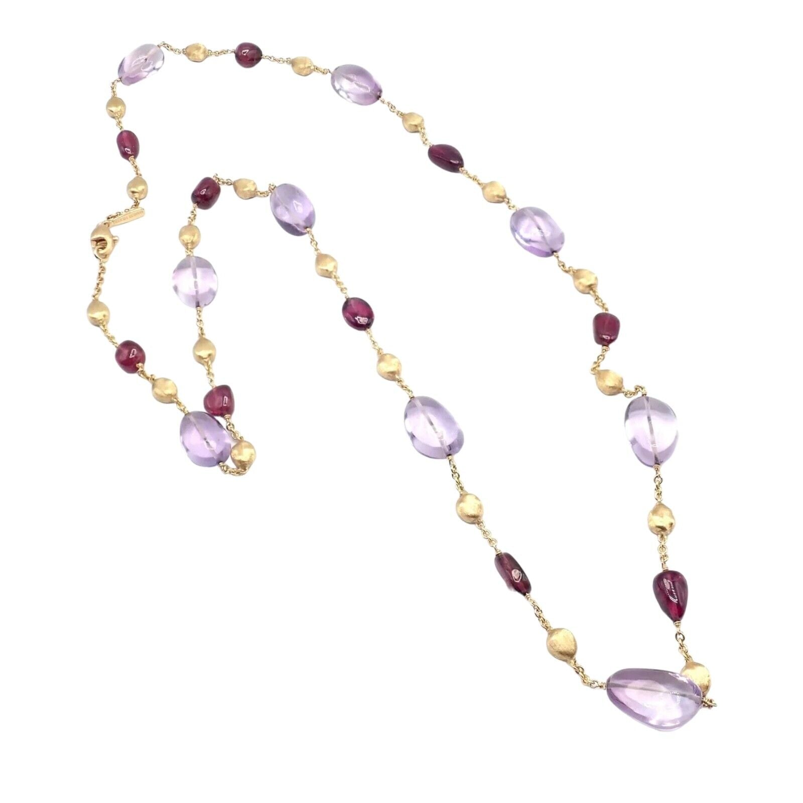 Authentic! Marco Bicego 18k Yellow Gold Amethyst Rhodolite Garnet 31" Necklace | Fortrove