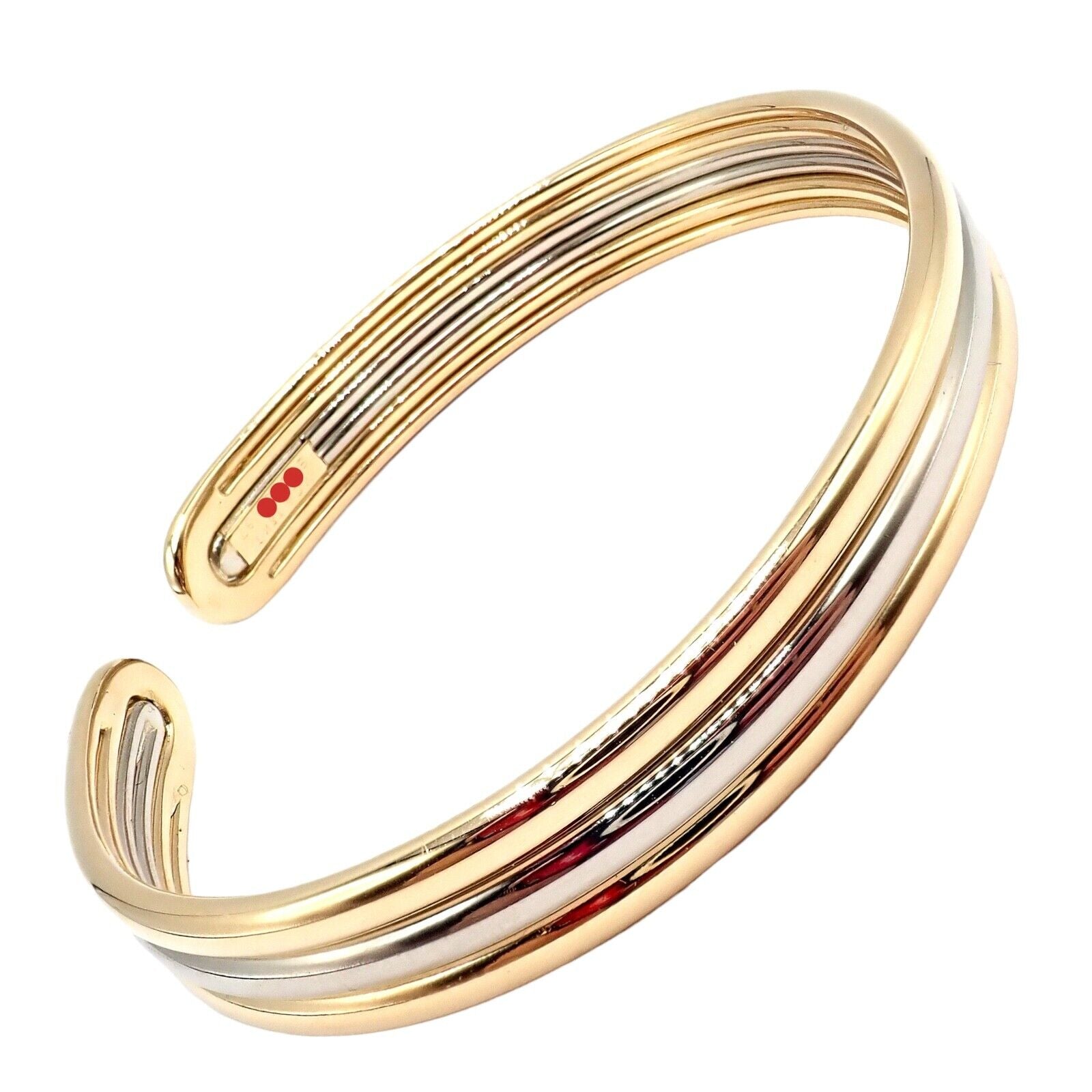 Authentic! Van Cleef & Arpels 18k Yellow & White Gold Bangle Cuff Bracelet | Fortrove
